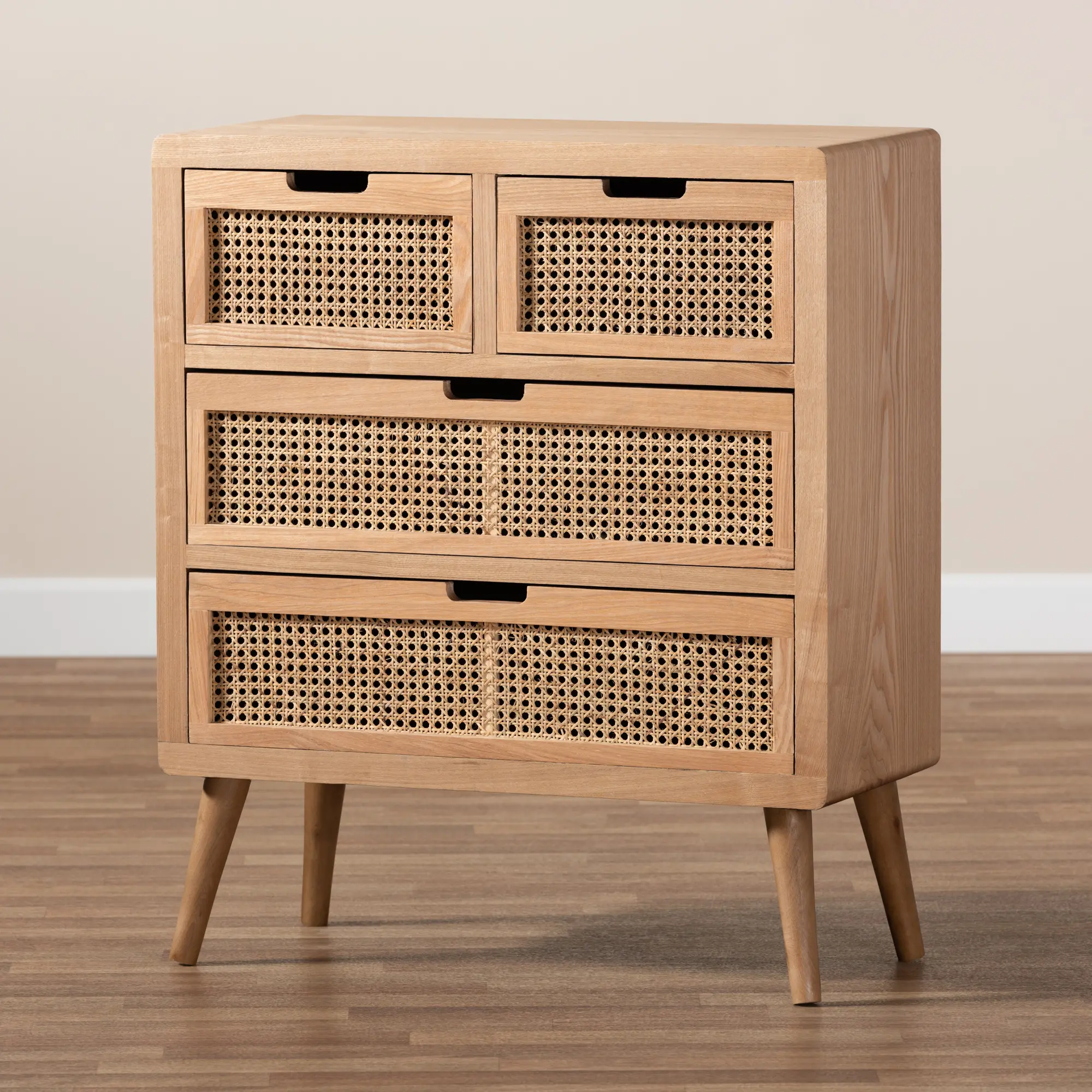 162-10553-RCW Mid Century Modern Rattan 4-Drawer Accent Chest - Trudi-2