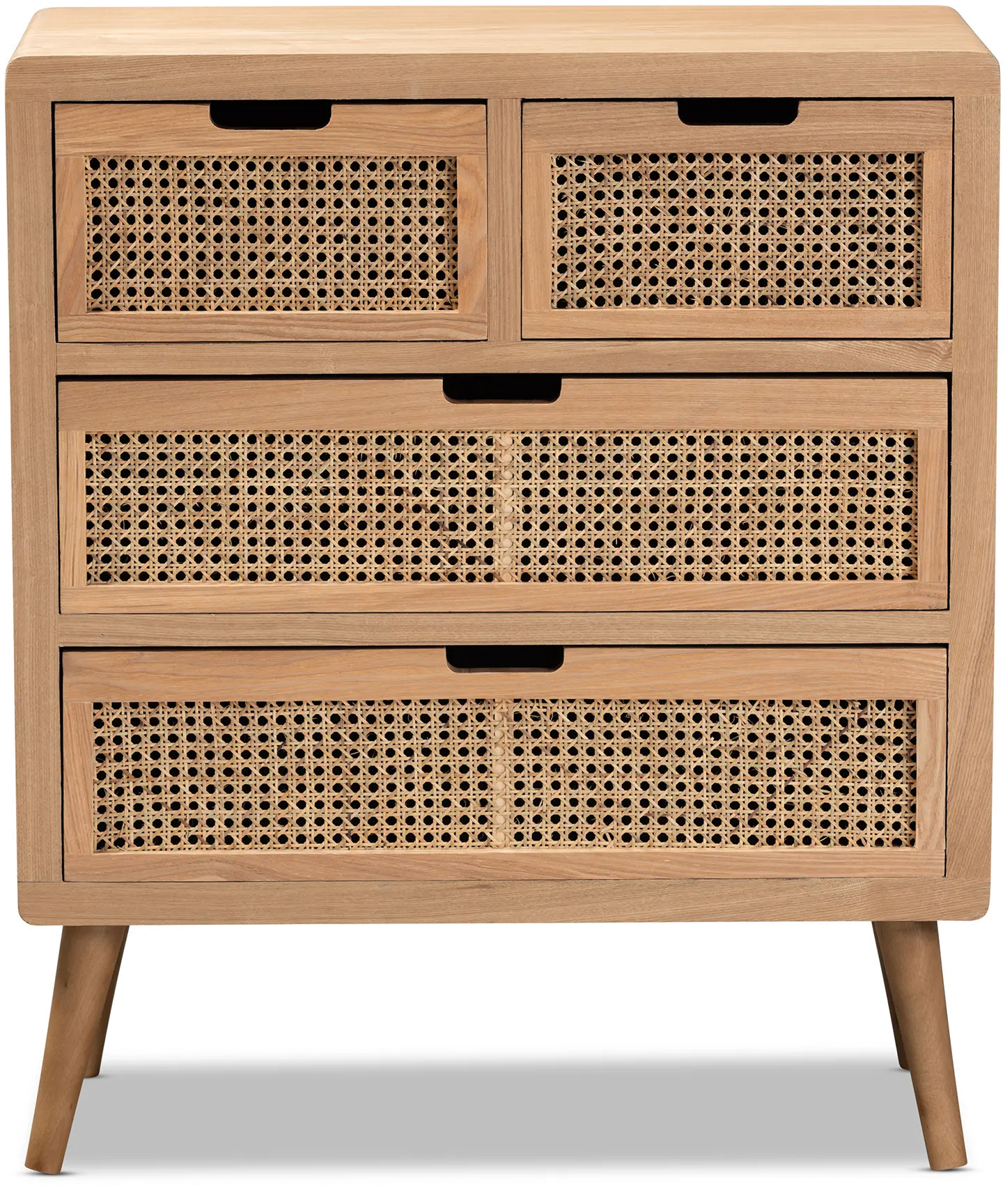 162-10553-RCW Mid Century Modern Rattan 4-Drawer Accent Chest - Trudi-1