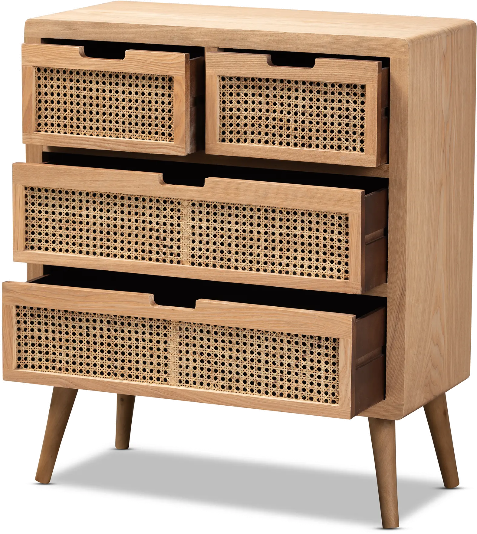 162-10553-RCW Mid Century Modern Rattan 4-Drawer Accent Chest - Trudi-4
