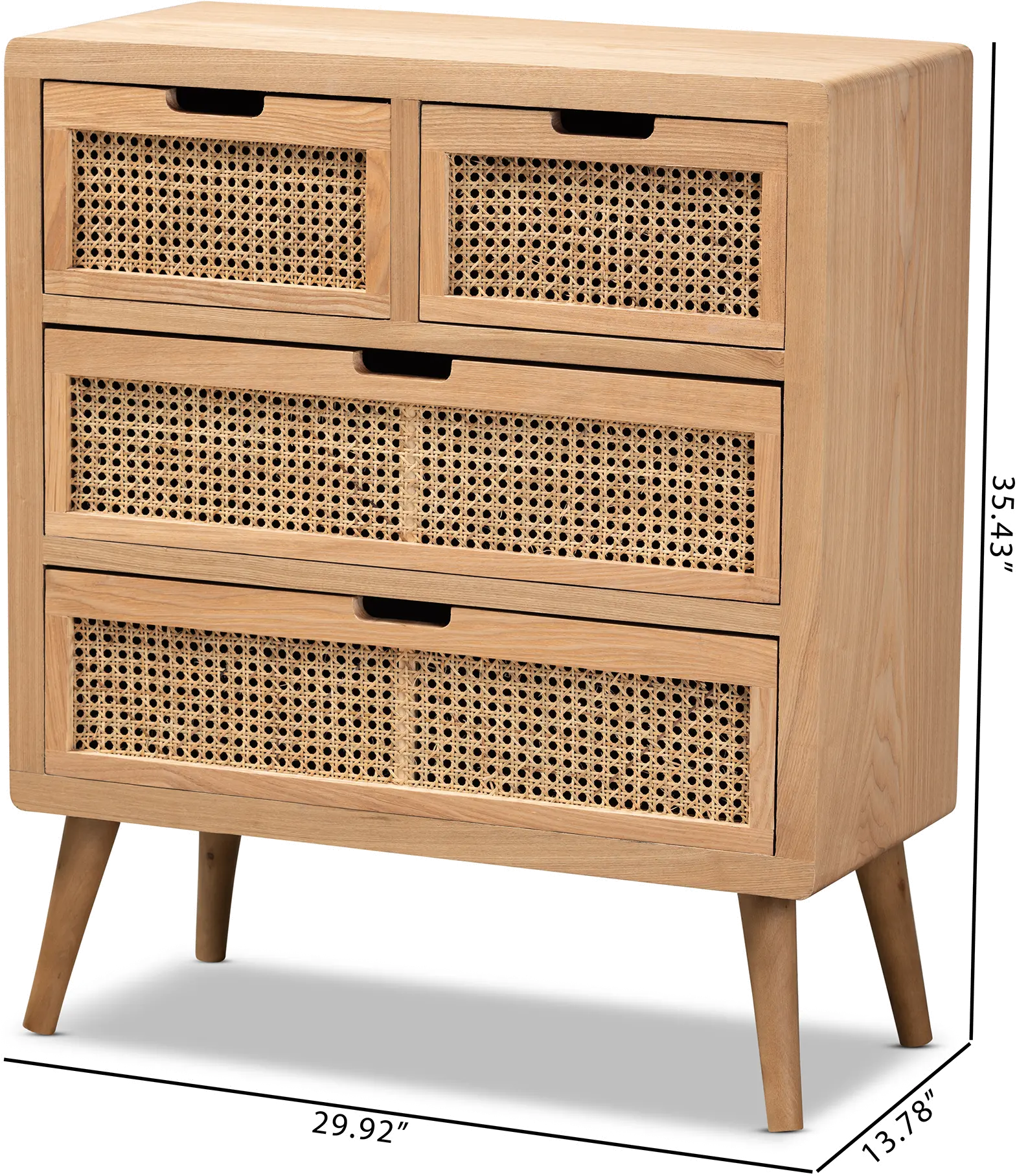 162-10553-RCW Mid Century Modern Rattan 4-Drawer Accent Chest - Trudi-8