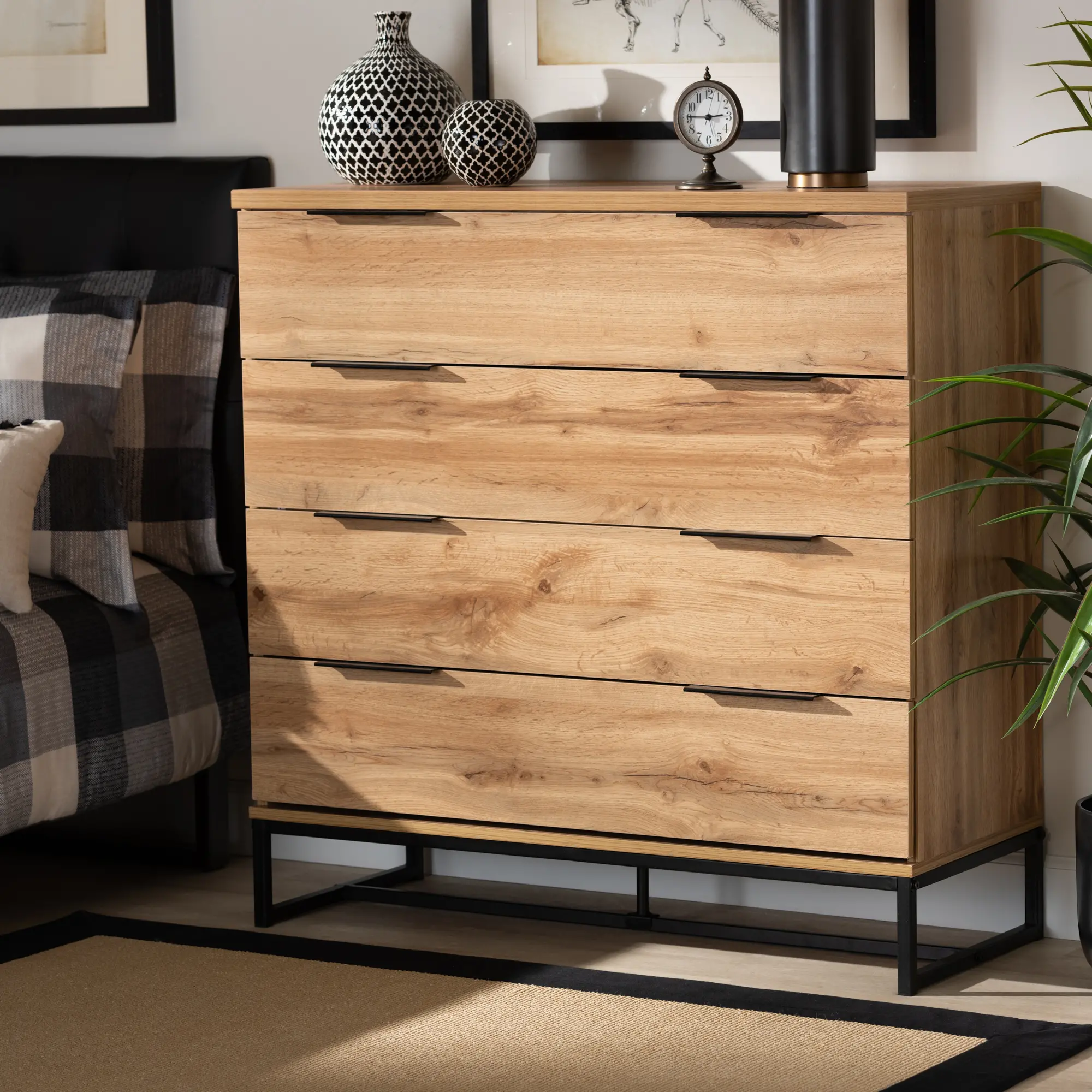 162-10296-RCW Industrial Modern Oak 4-Drawer Dresser - Candi-2