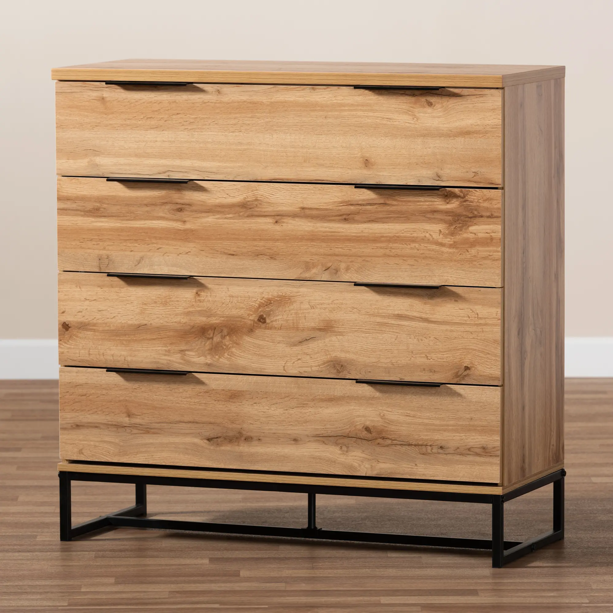 162-10296-RCW Industrial Modern Oak 4-Drawer Dresser - Candi-3