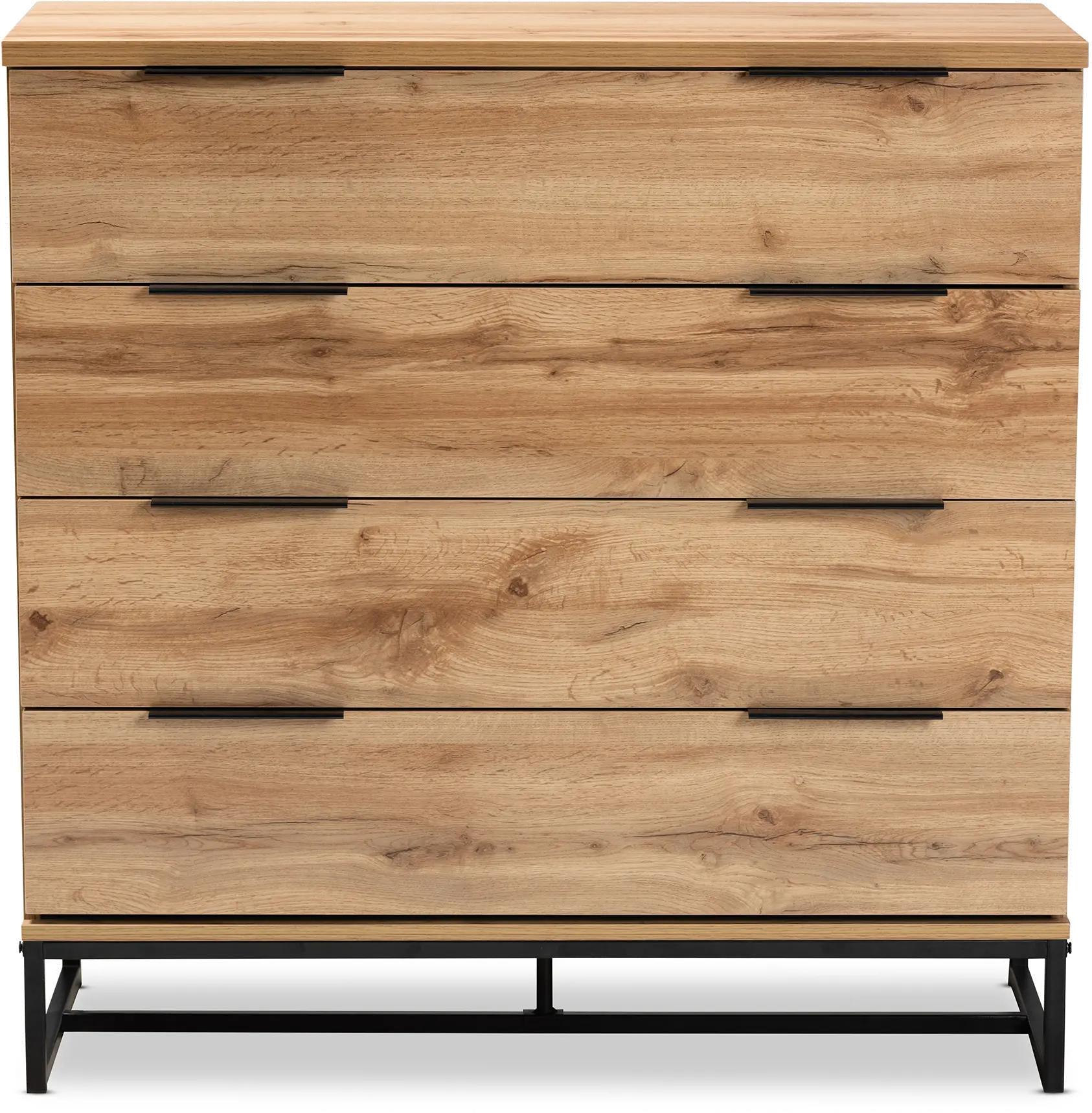 162-10296-RCW Industrial Modern Oak 4-Drawer Dresser - Candi-1