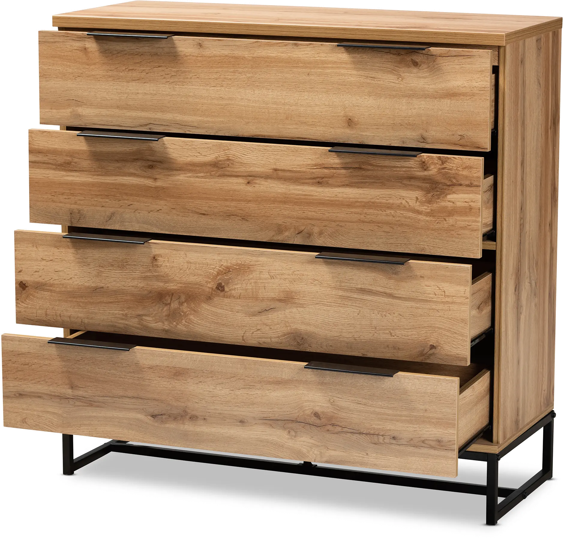 162-10296-RCW Industrial Modern Oak 4-Drawer Dresser - Candi-5