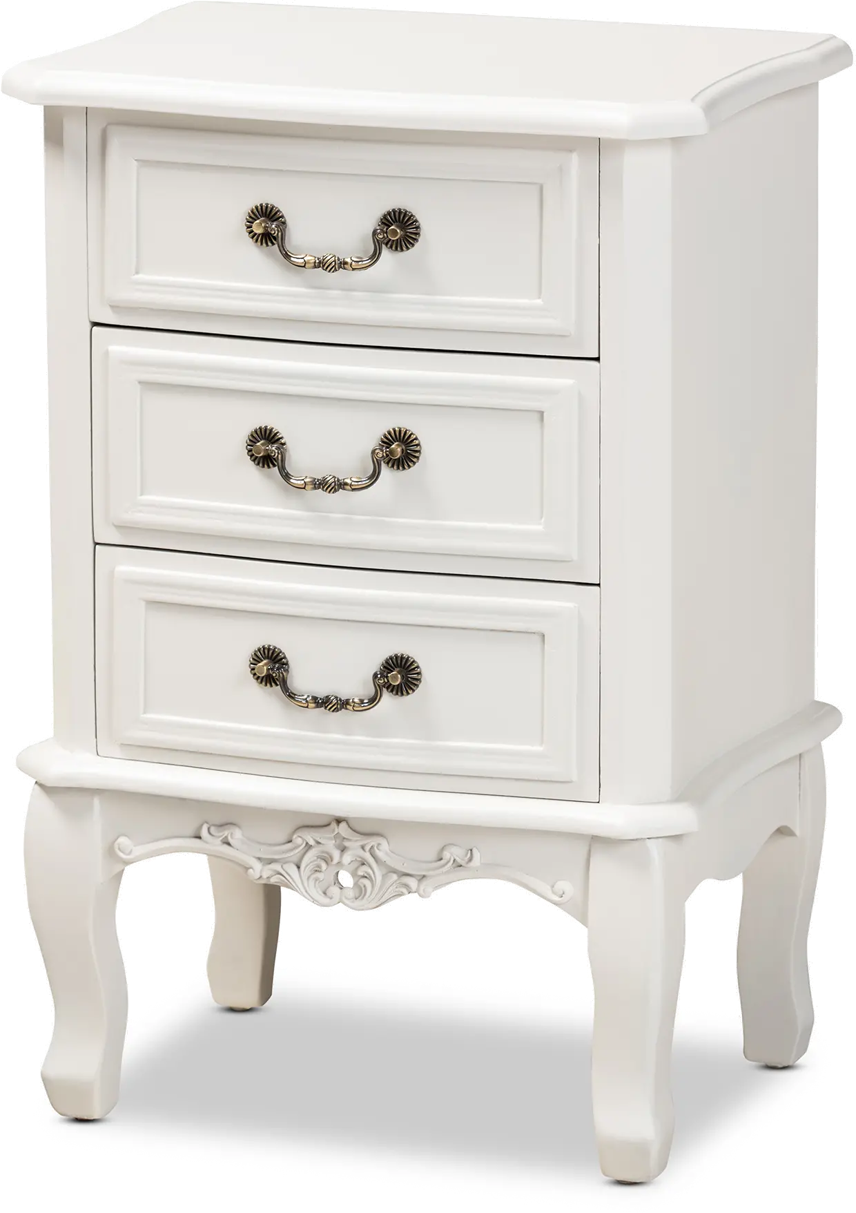 162-10259-RCW French Country White 3-Drawer Nightstand - Bess-2