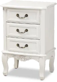 162-10259-RCW French Country White 3-Drawer Nightstand - Bess