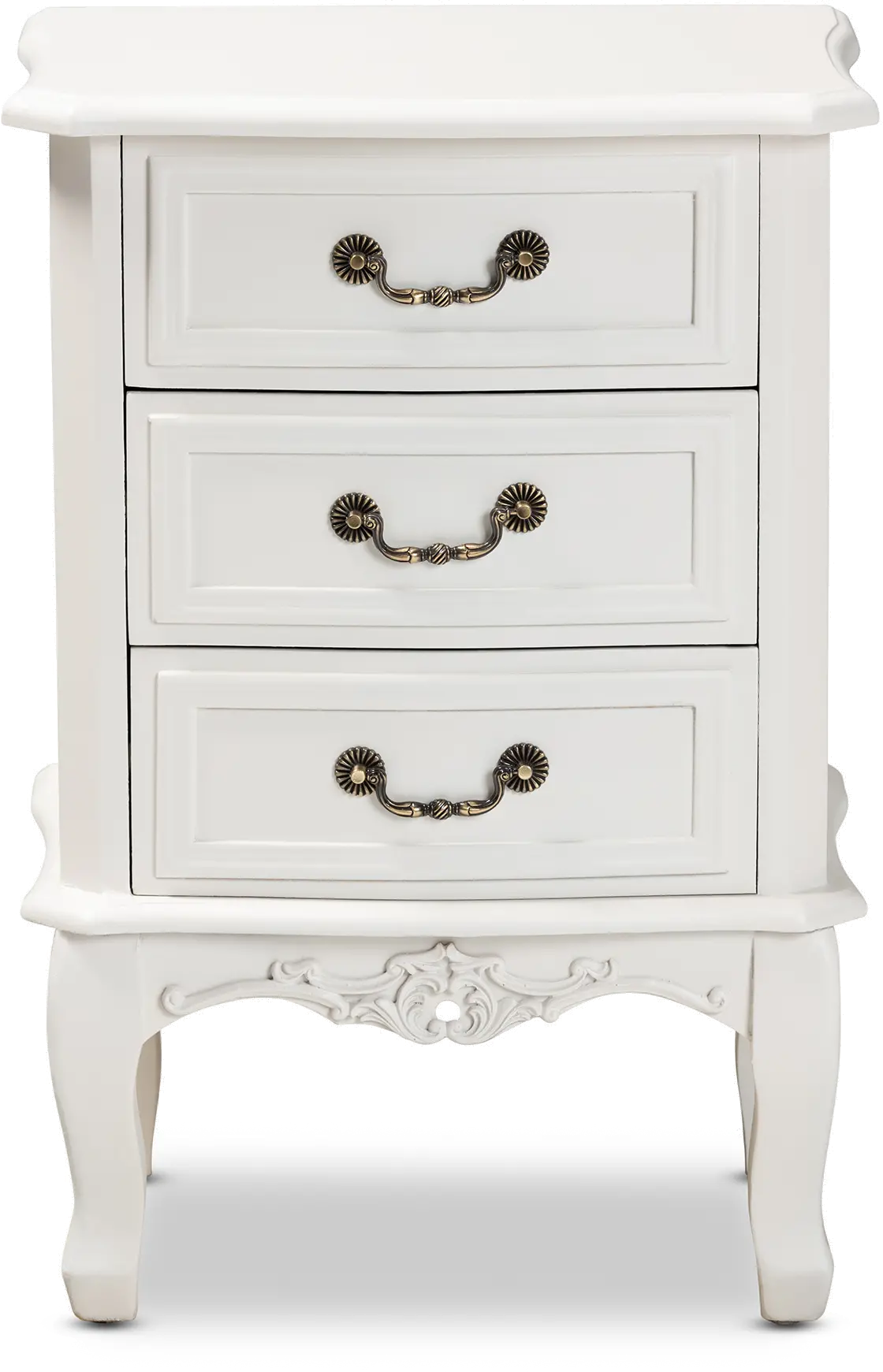 162-10259-RCW French Country White 3-Drawer Nightstand - Bess-4