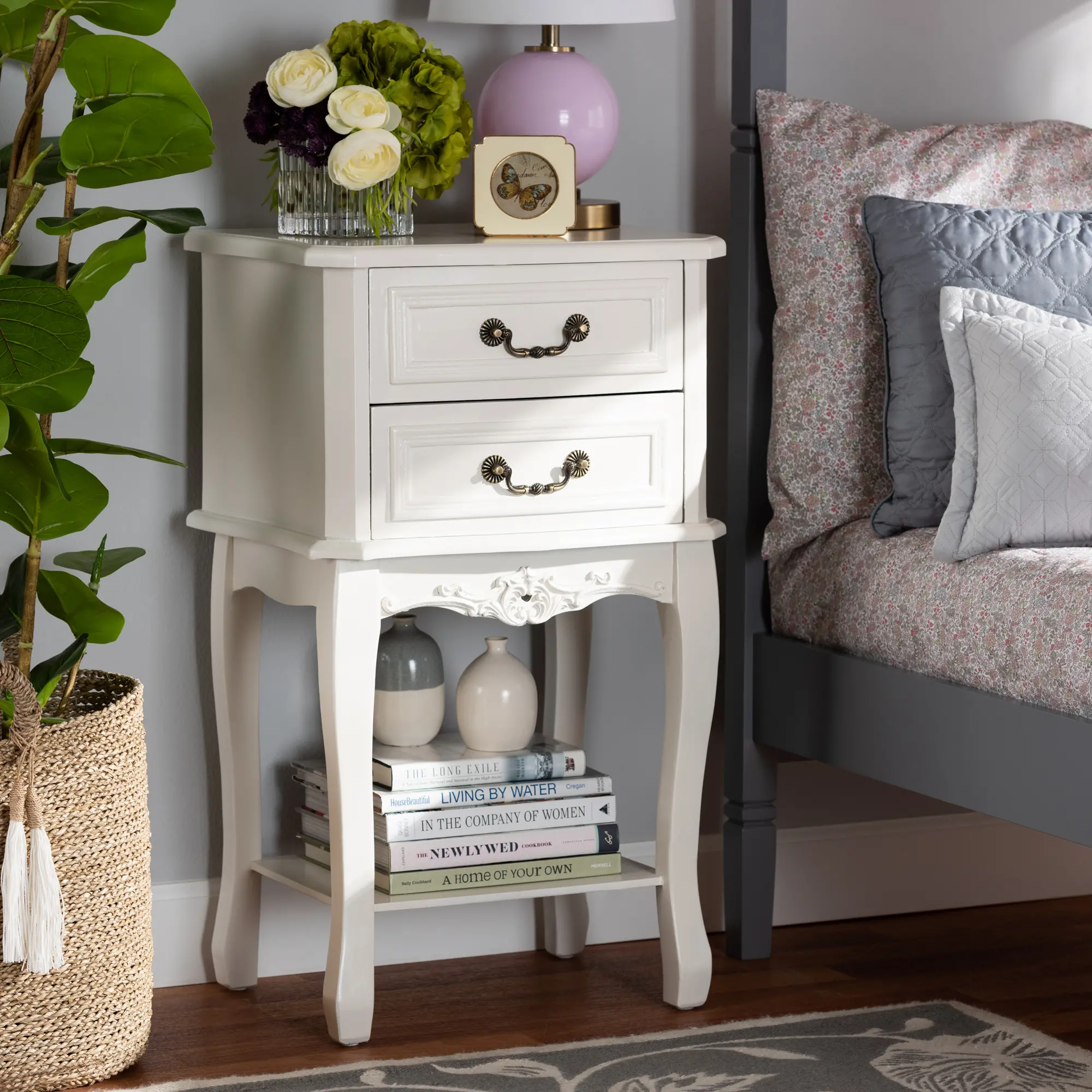 162-10260-RCW French Country White 2-Drawer Nightstand - Bess-2