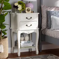 162-10260-RCW French Country White 2-Drawer Nightstand - Bess