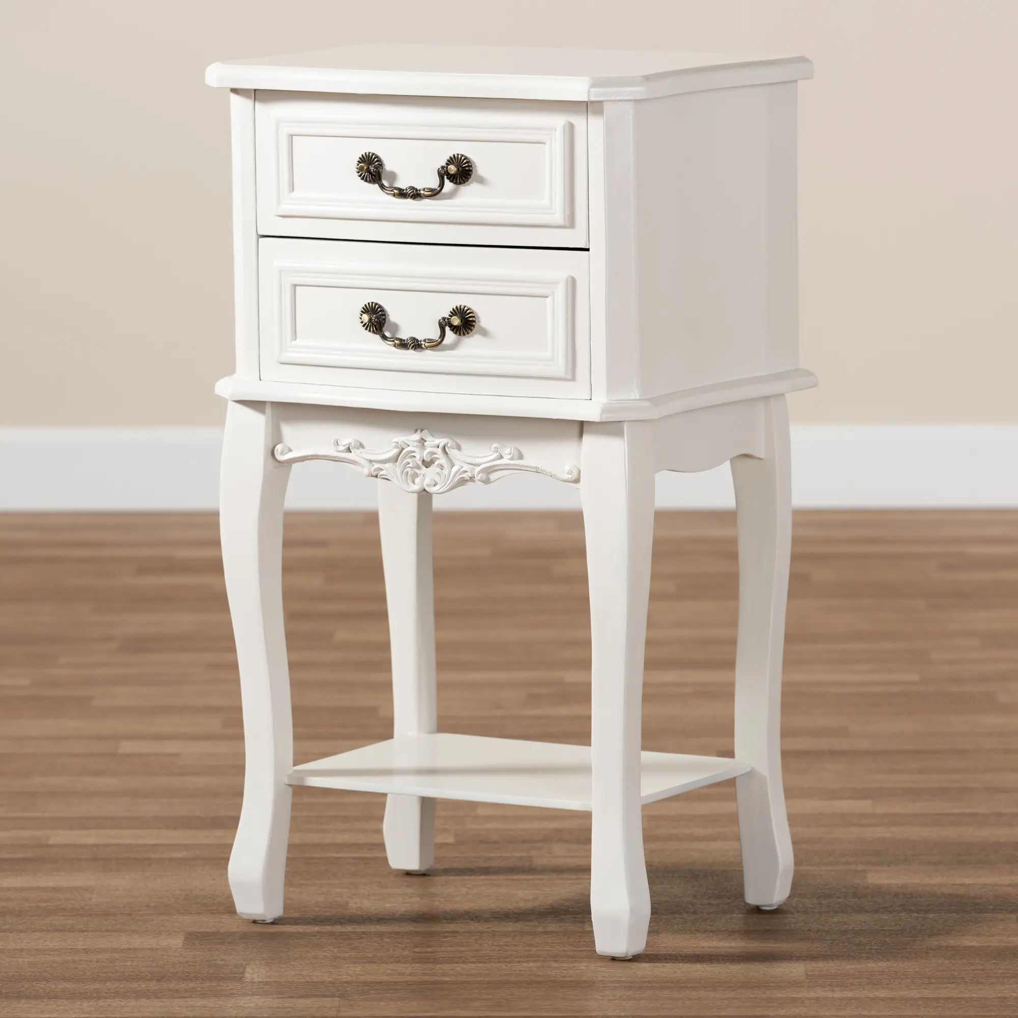 162-10260-RCW French Country White 2-Drawer Nightstand - Bess-3