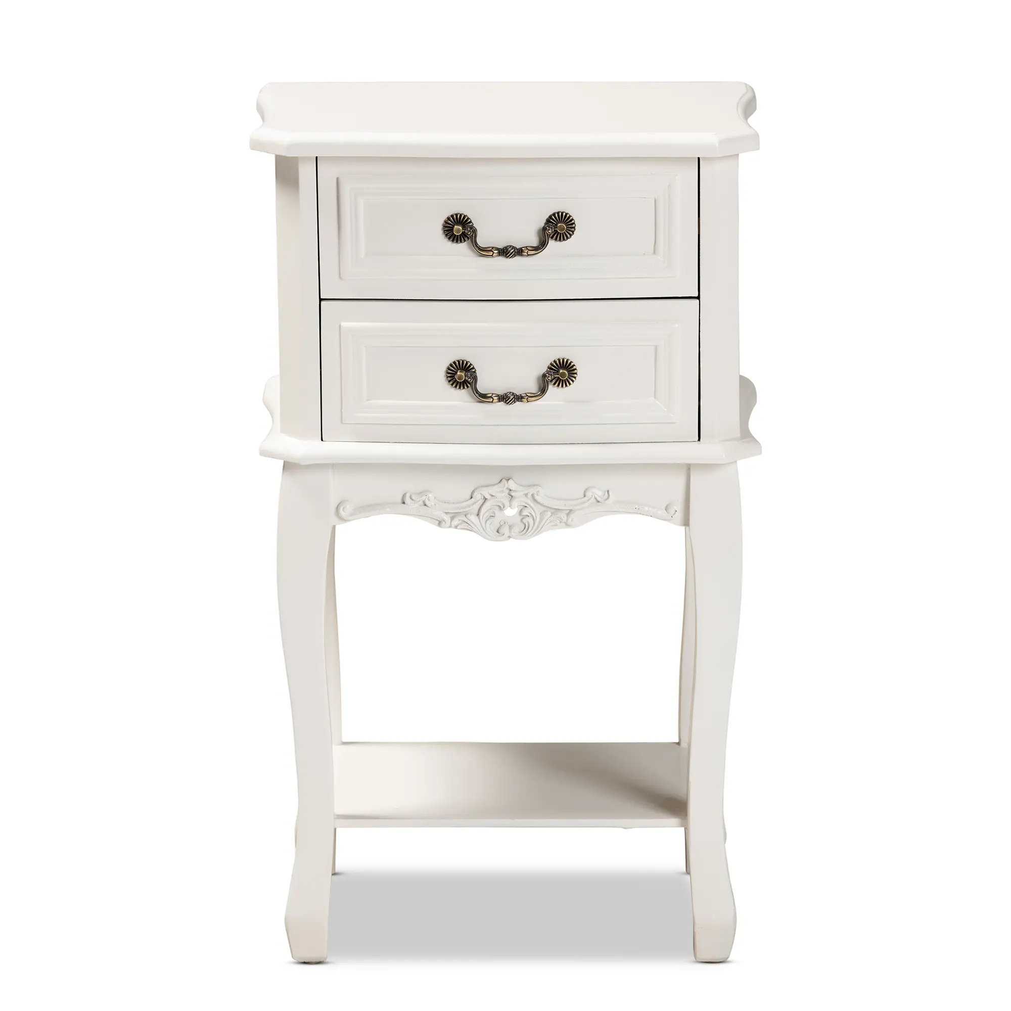 162-10260-RCW French Country White 2-Drawer Nightstand - Bess-1