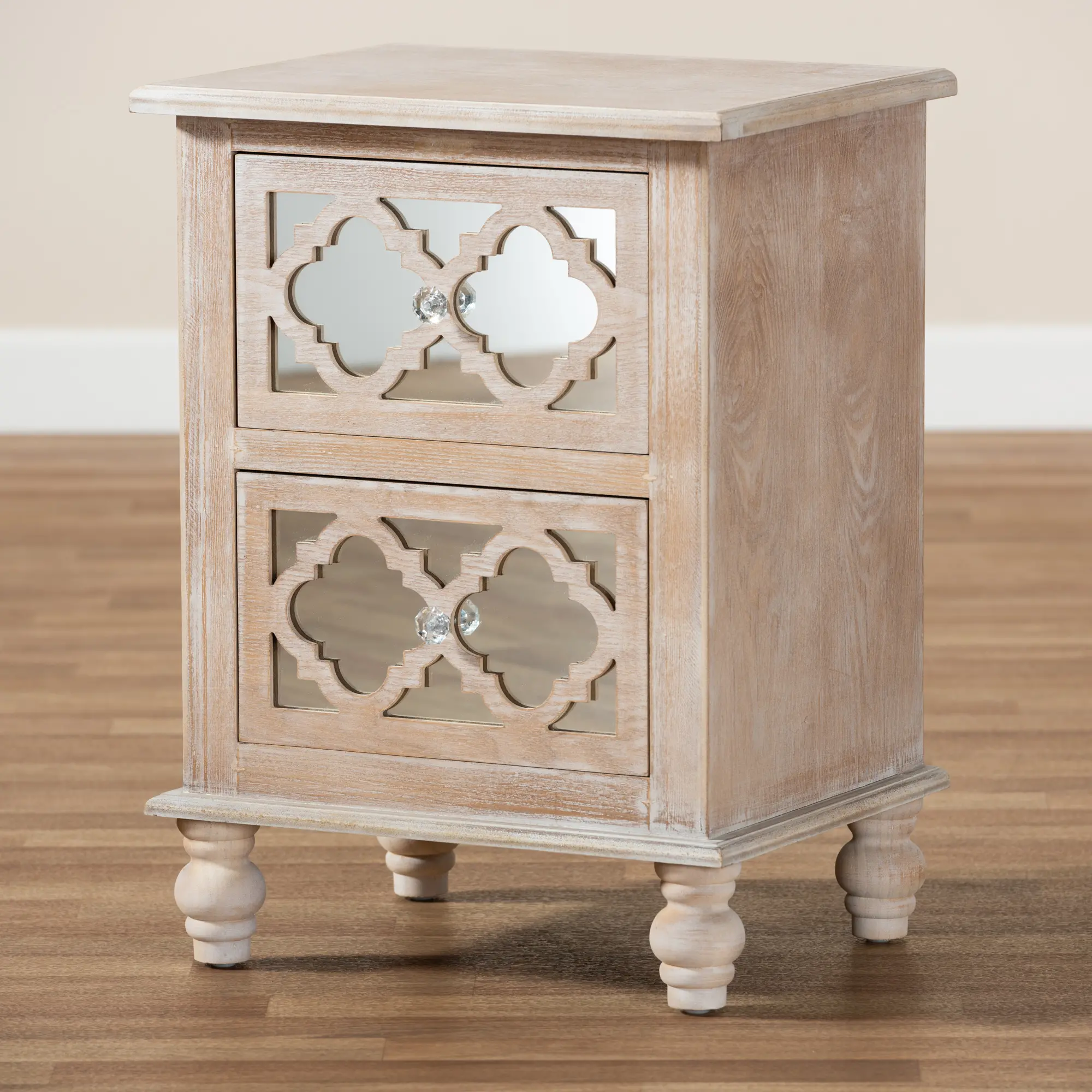 162-10263-RCW Country Whitewash Wood and Mirror Nightstand - Edith-2