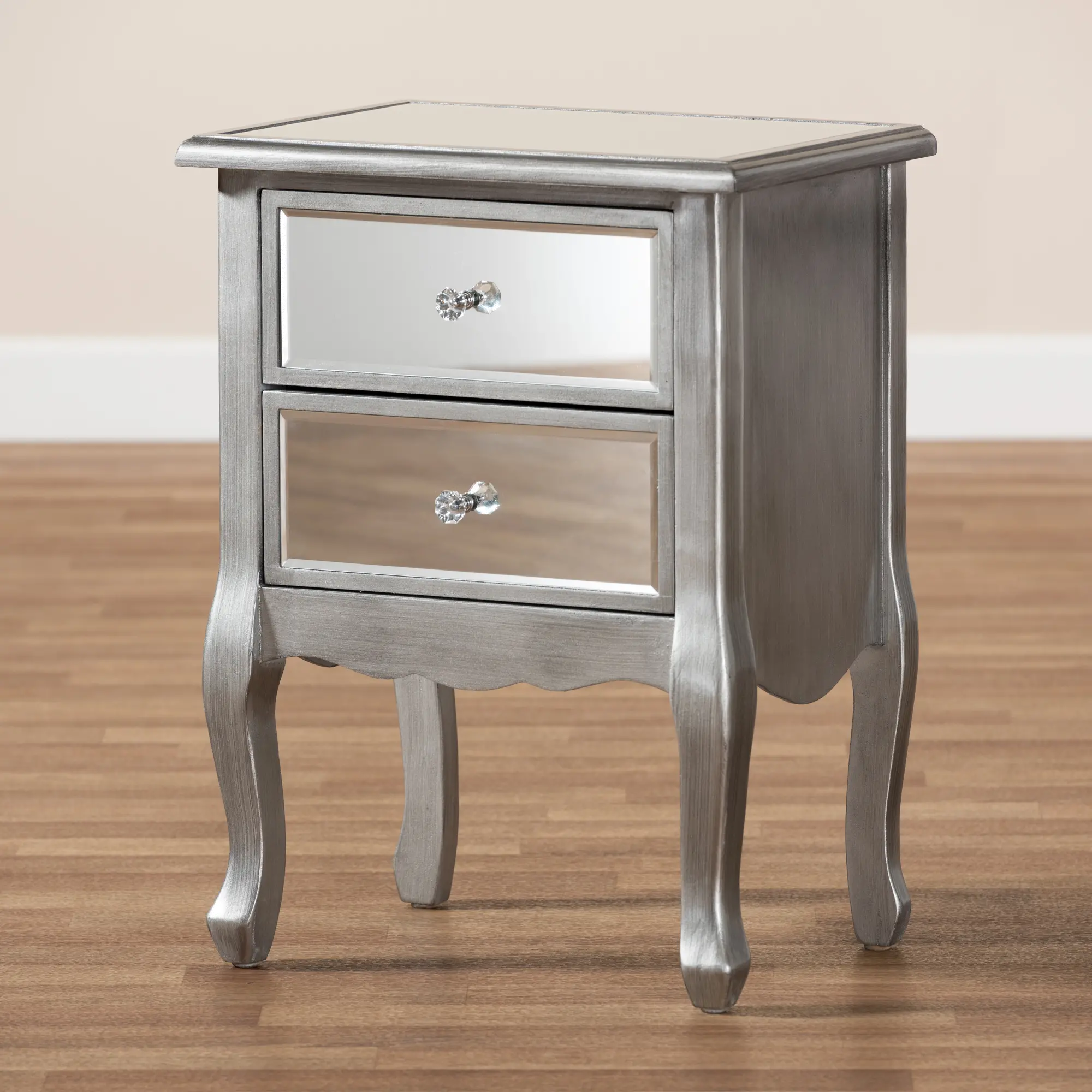162-10266-RCW Traditional Silver and Mirrored Nightstand - Patrice-2