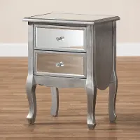 162-10266-RCW Traditional Silver and Mirrored Nightstand - Patrice