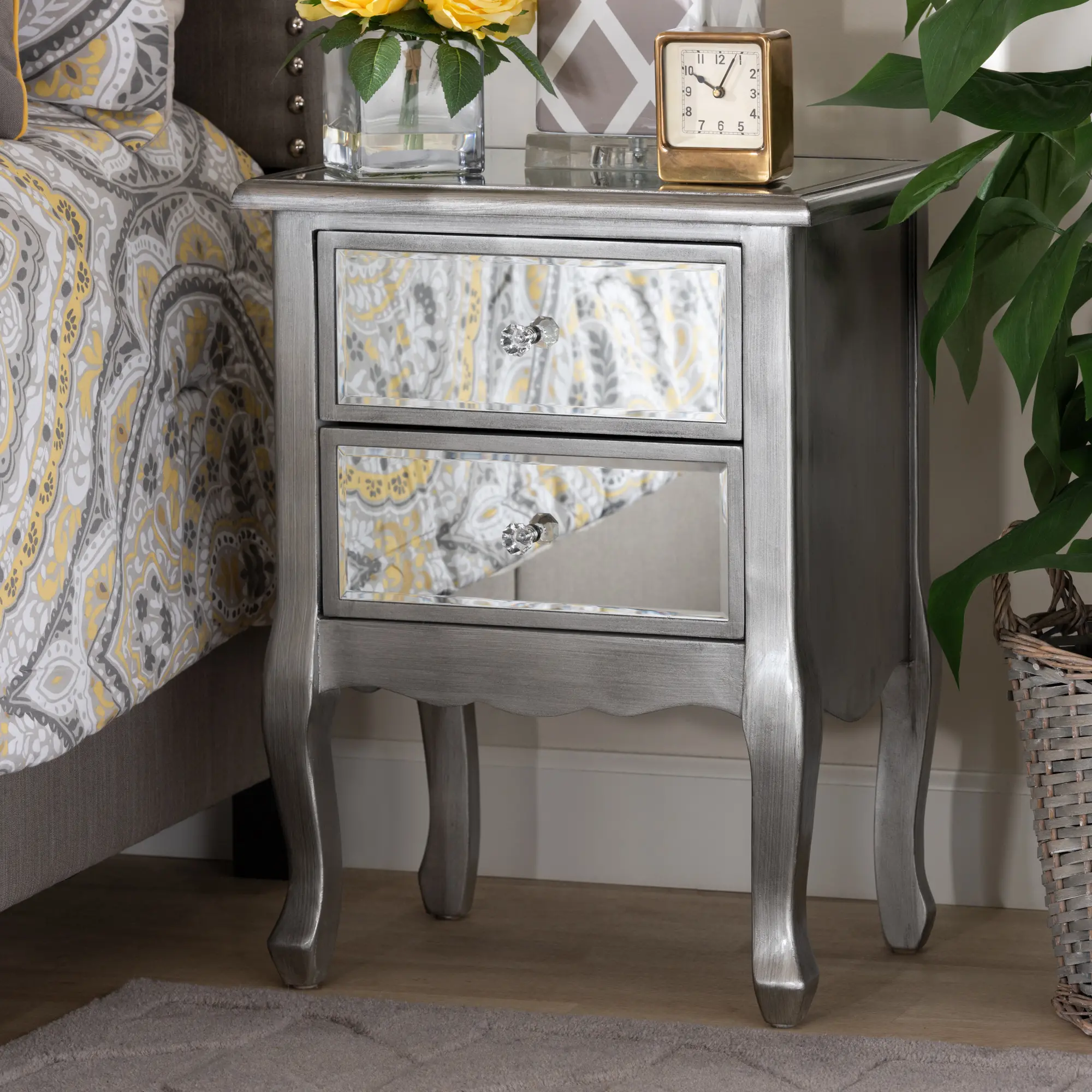 162-10266-RCW Traditional Silver and Mirrored Nightstand - Patrice-3