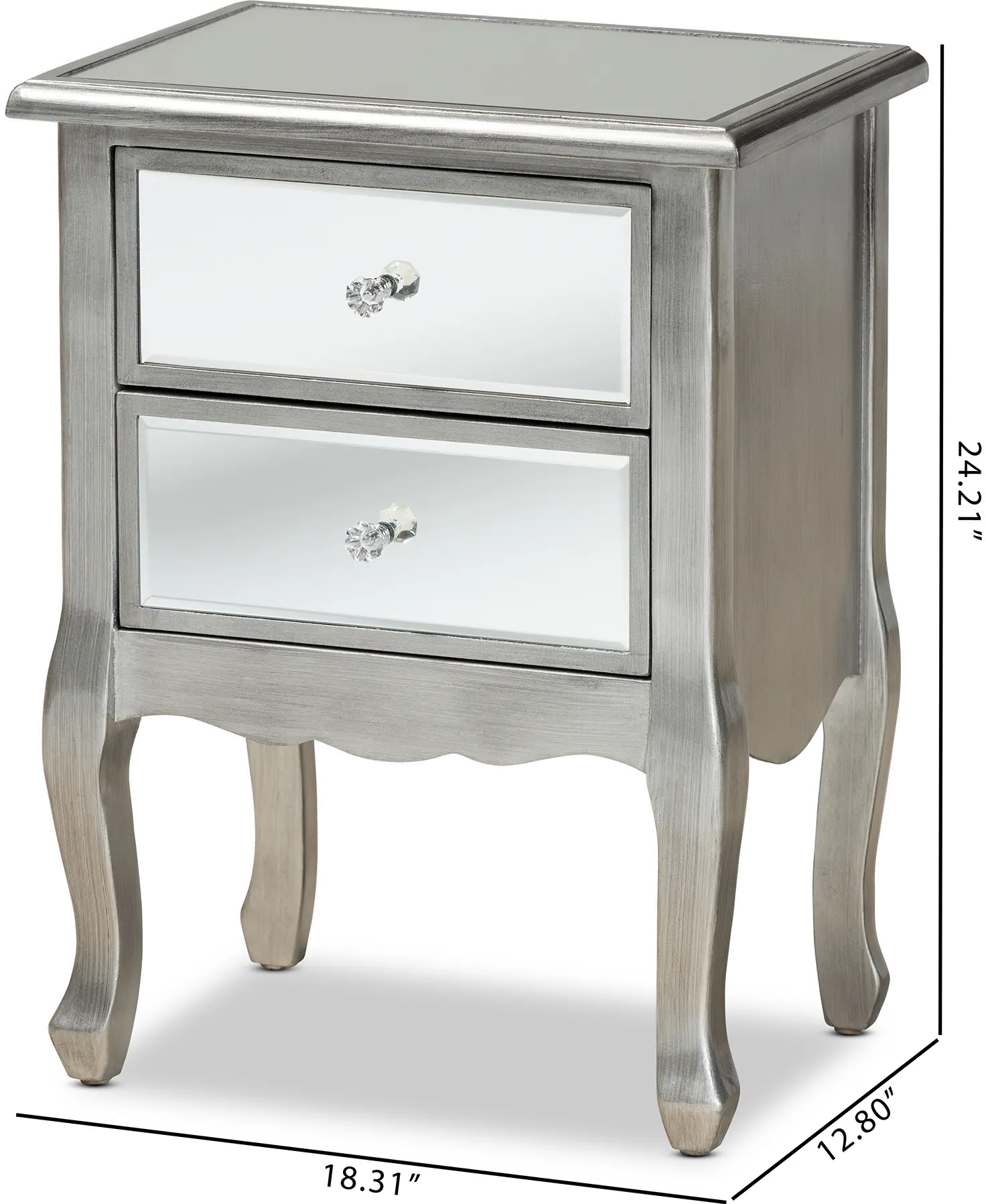 162-10266-RCW Traditional Silver and Mirrored Nightstand - Patrice-8