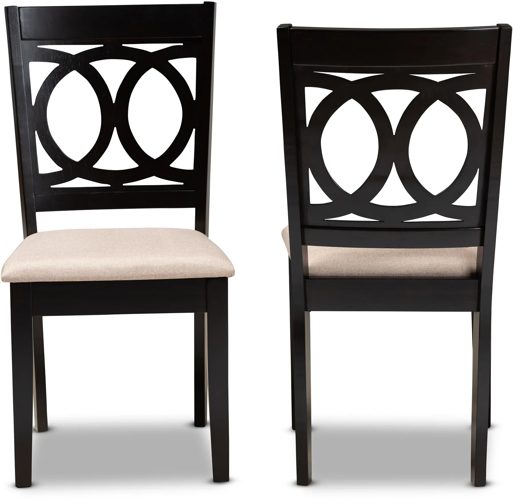 162-10523-RCW Delano Dark Brown and Sand Upholstered Dining Room Chair (Set of 2)-1