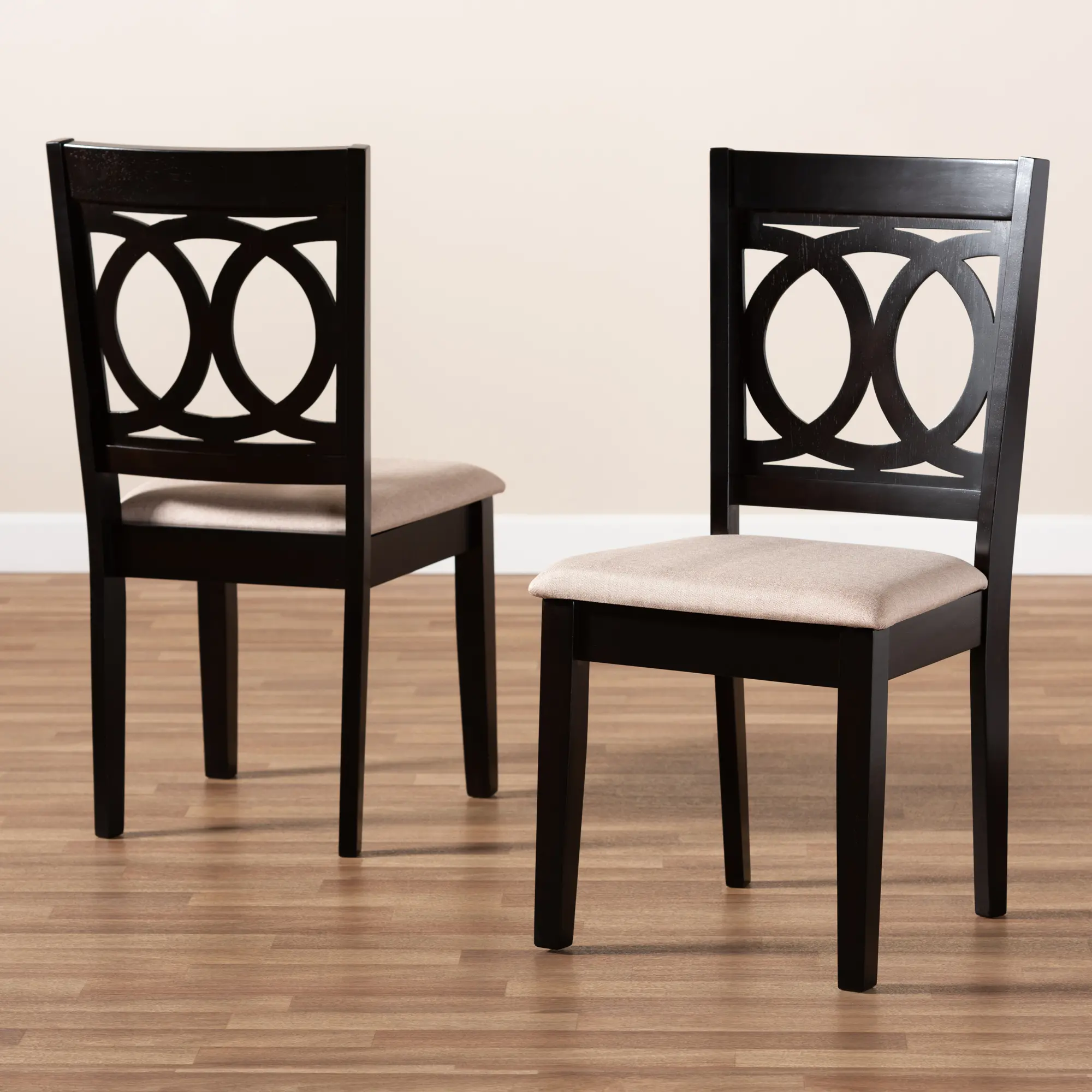 162-10523-RCW Delano Dark Brown and Sand Upholstered Dining Room Chair (Set of 2)-2
