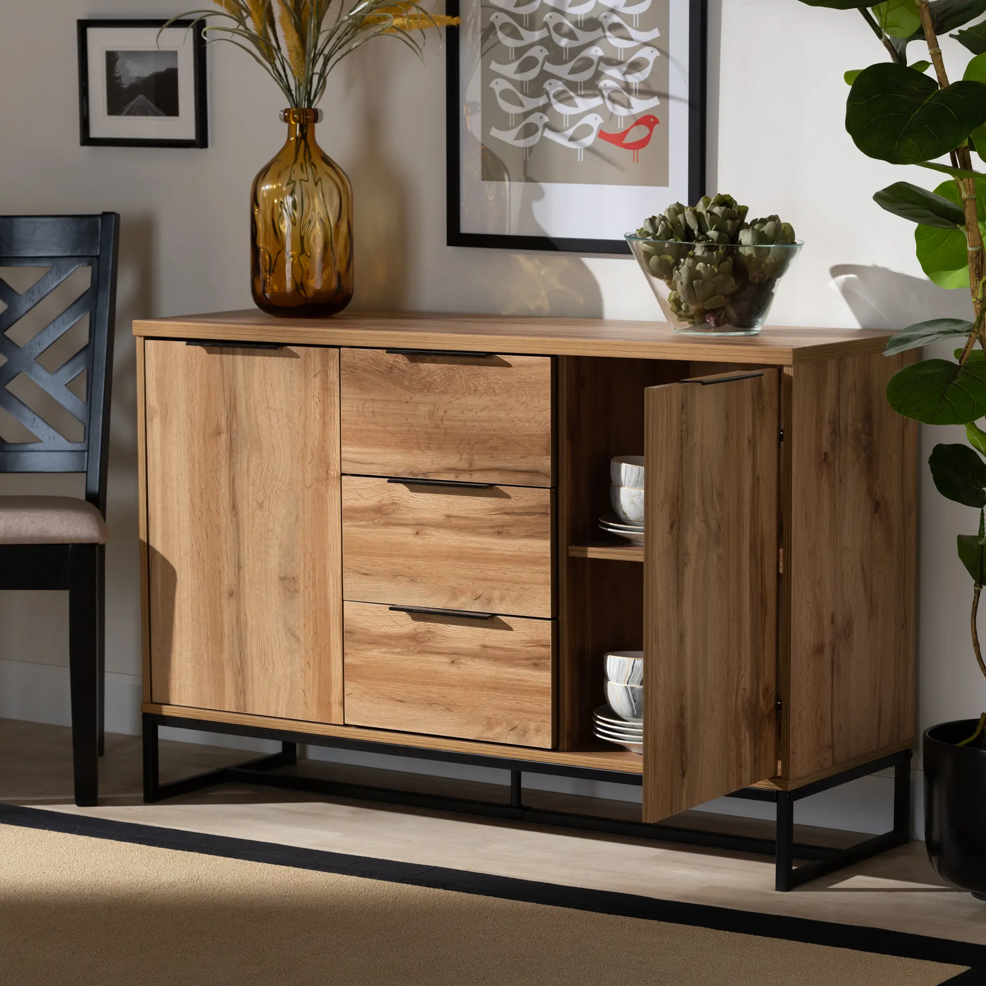 162-10295-RCW Candi Wood and Metal Dining Room Sideboard-9