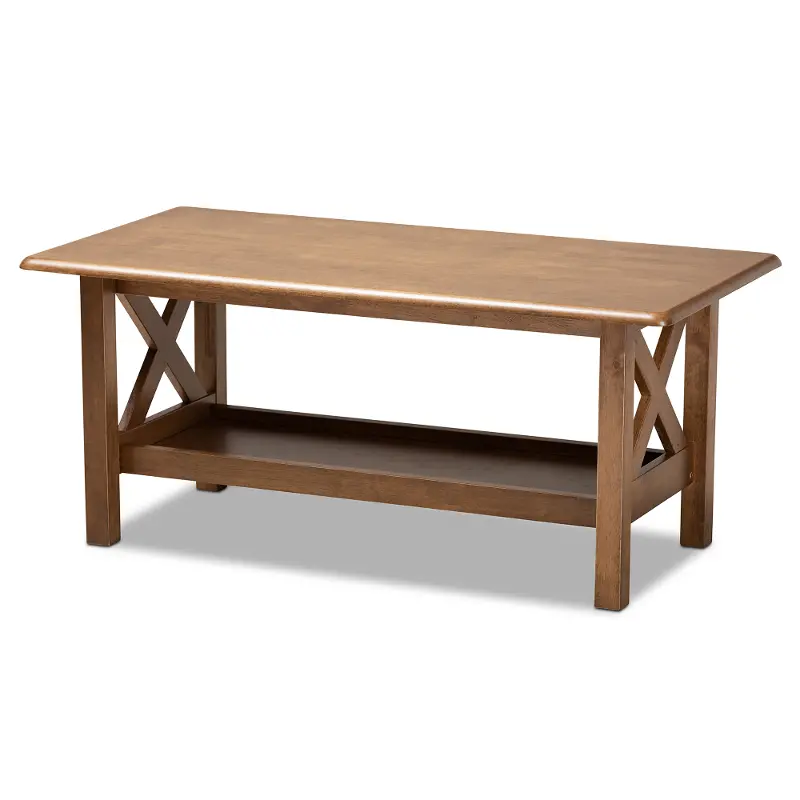 Traditional Walnut Rectangular Wood Coffee Table
