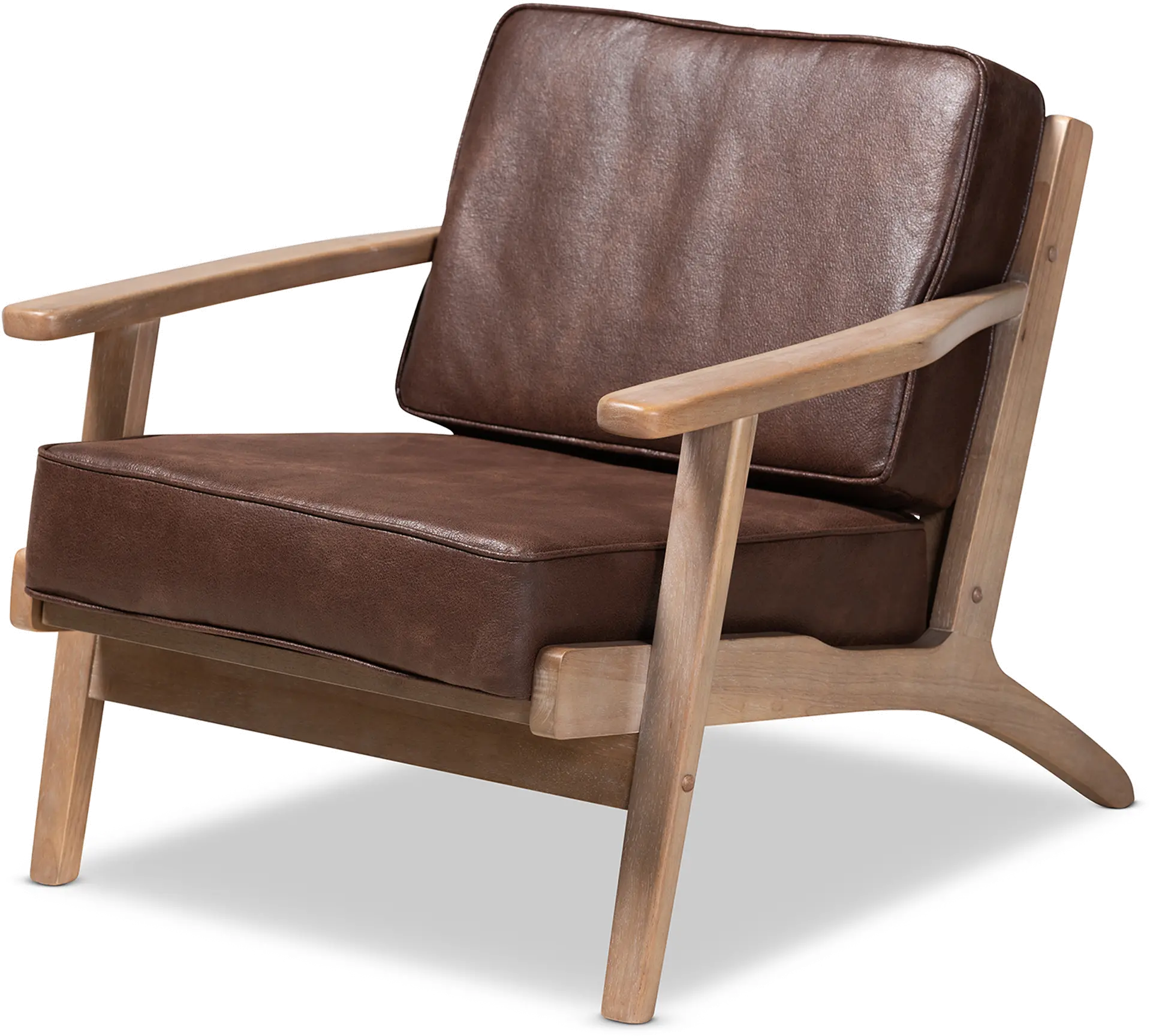 162-10567-10405-RCW Petra Mid Century Modern Brown Chair and Ottoman Set-1