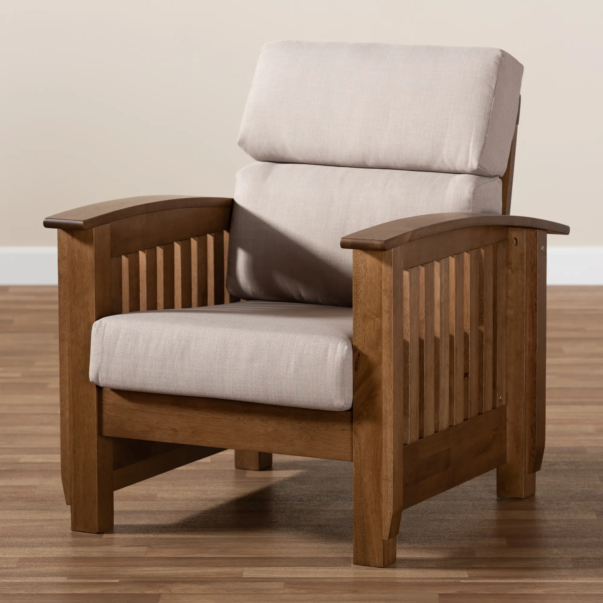 162-9797-RCW Classic Mission Taupe and Walnut Chair - Laurisa-1