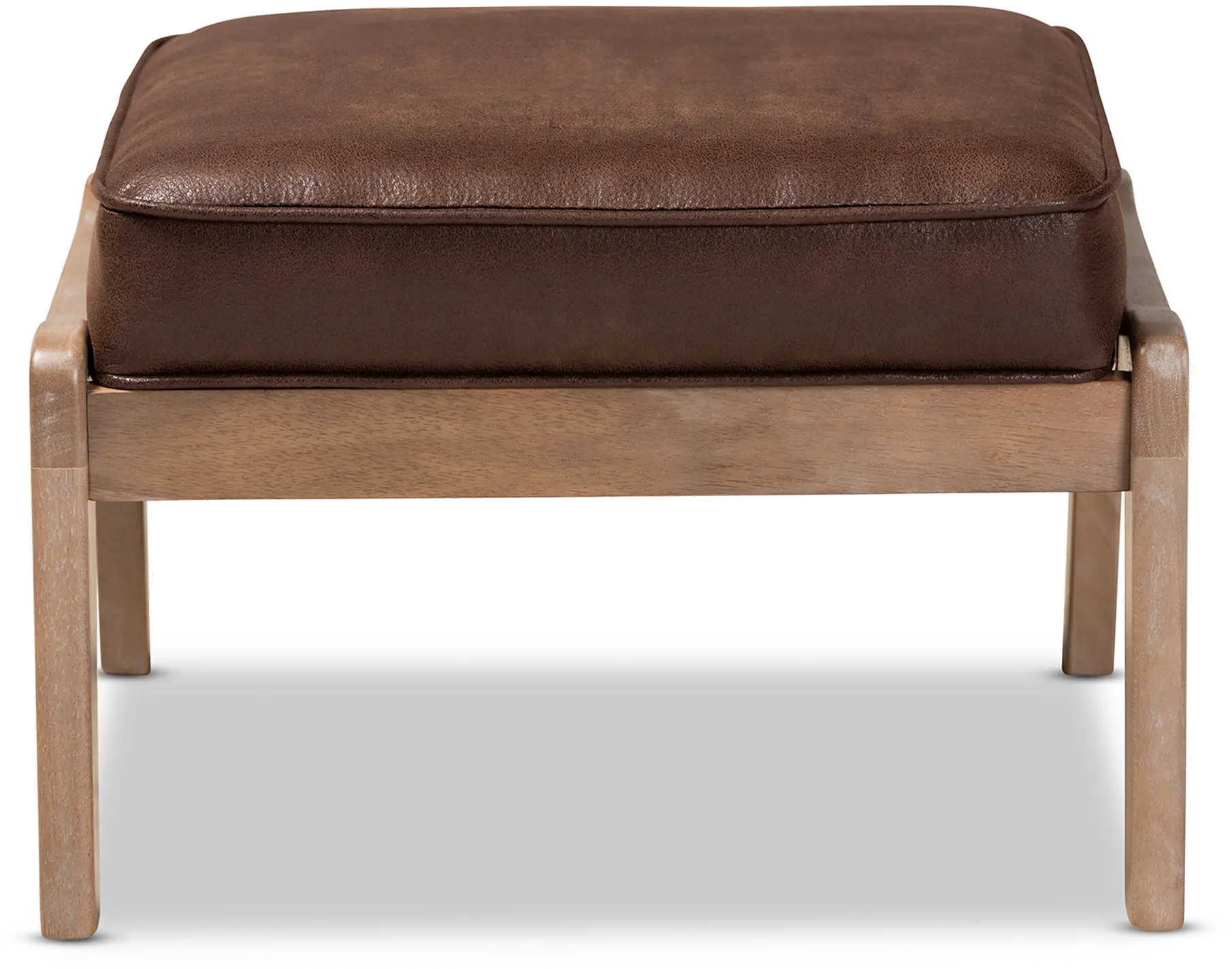 162-10405-RCW Mid Century Modern Dark Brown Faux Leather Ottoman - Petra-1
