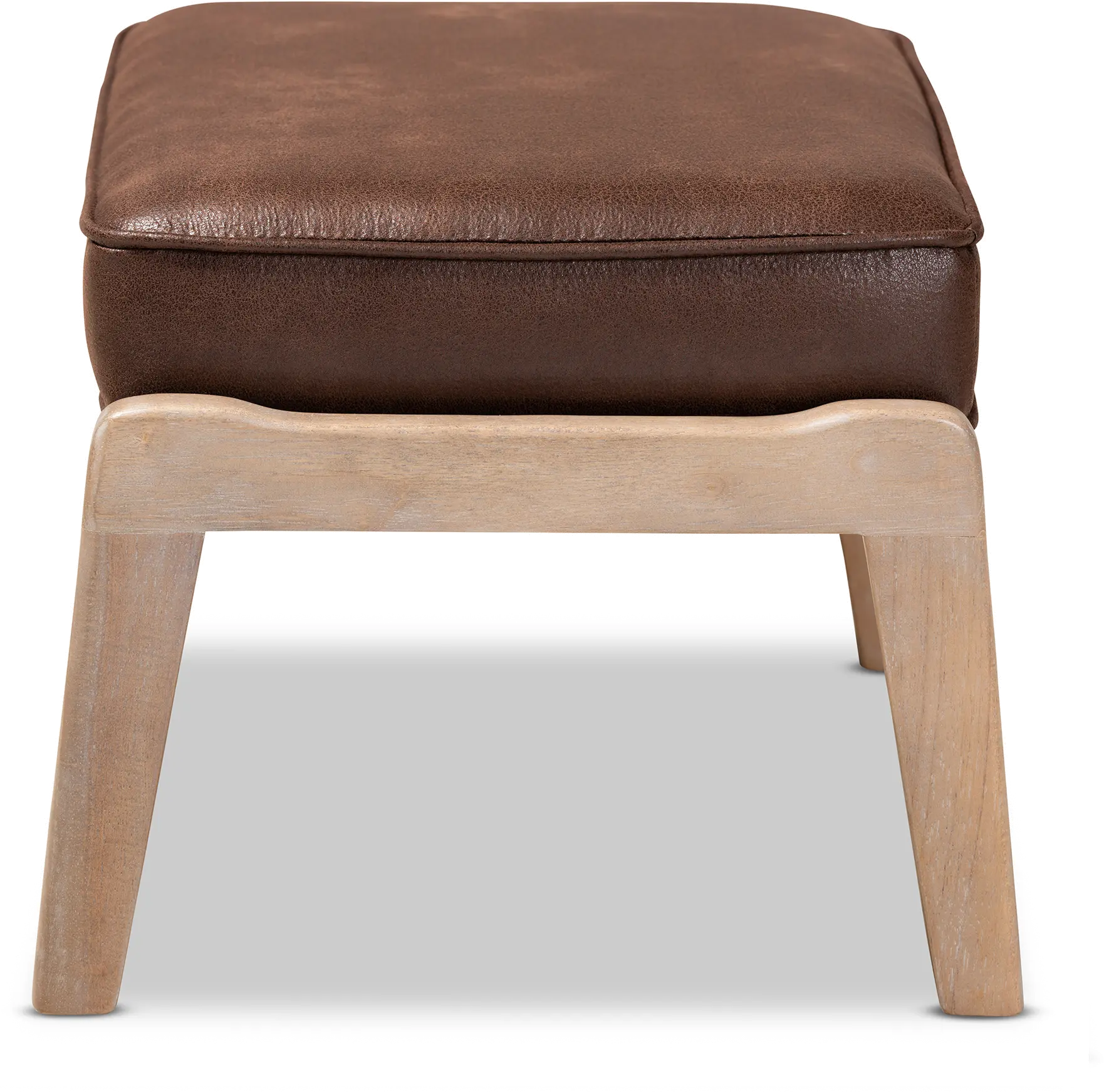 162-10405-RCW Mid Century Modern Dark Brown Faux Leather Ottoman - Petra-5