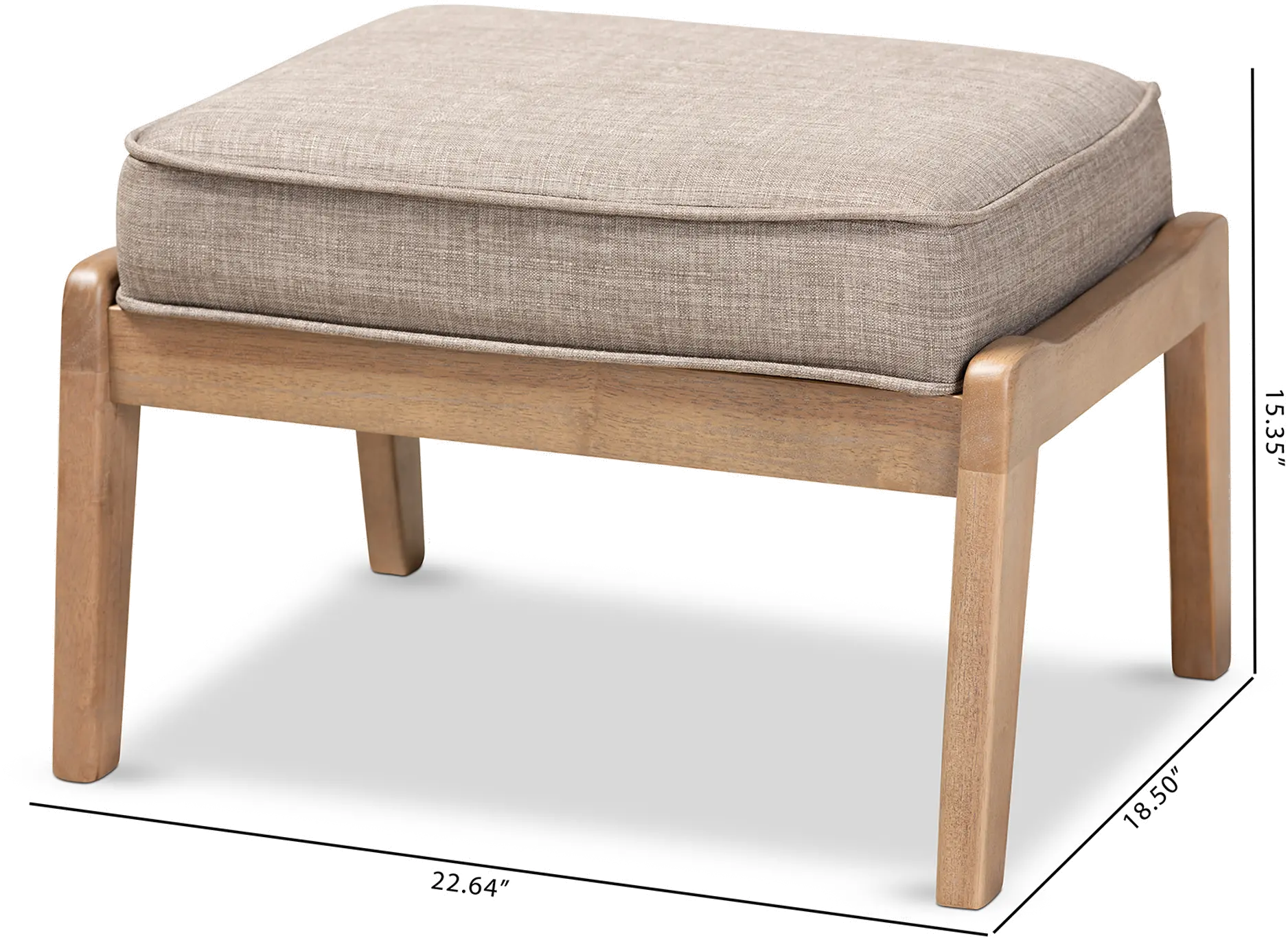 162-10404-RCW Mid Century Modern Light Gray Upholstered Ottoman - Petra-4