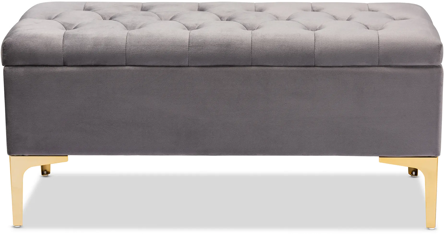 162-10462-RCW Glam Gray Velvet Upholstered Storage Ottoman - Gorden-1