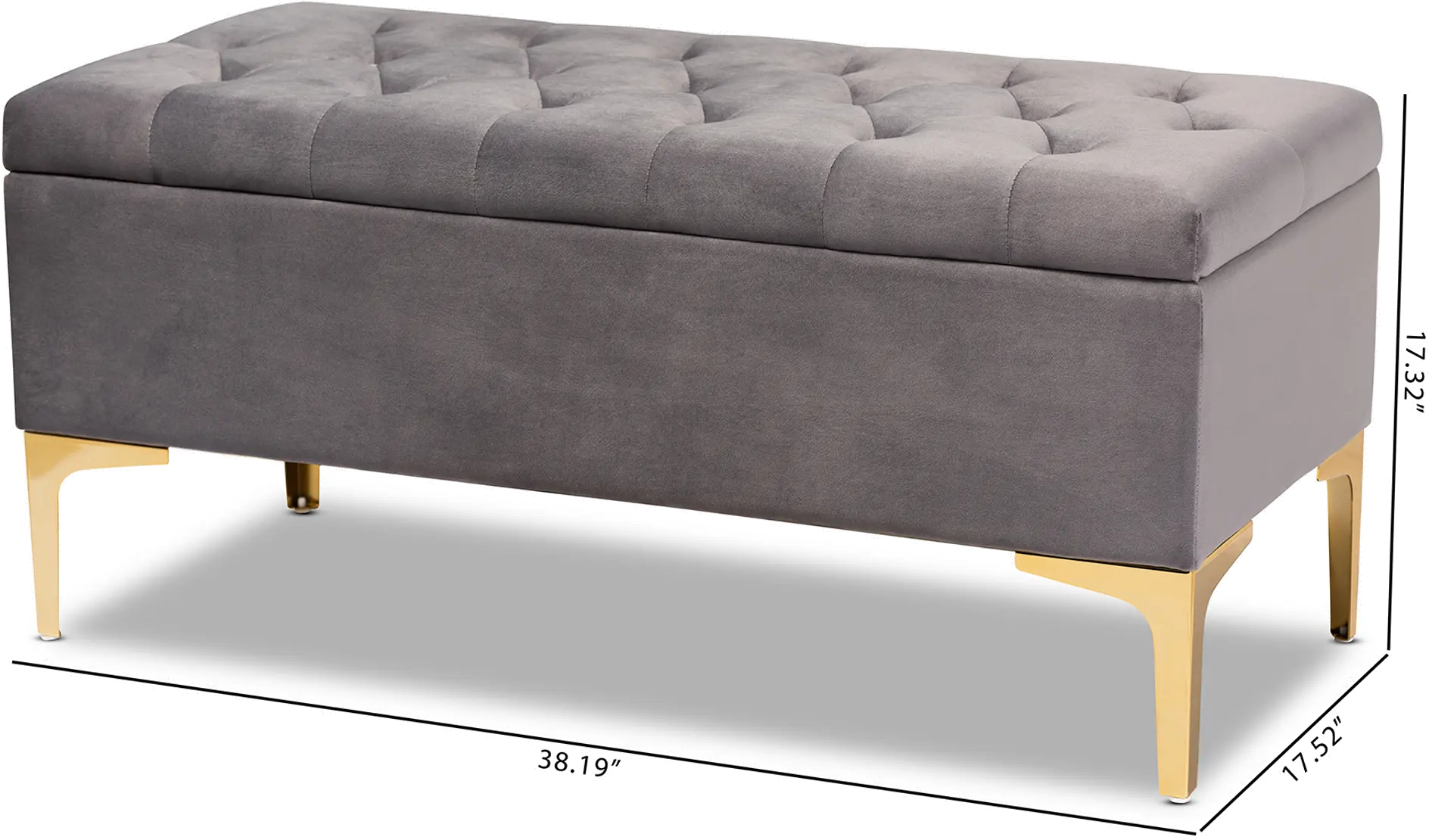 162-10462-RCW Glam Gray Velvet Upholstered Storage Ottoman - Gorden-4