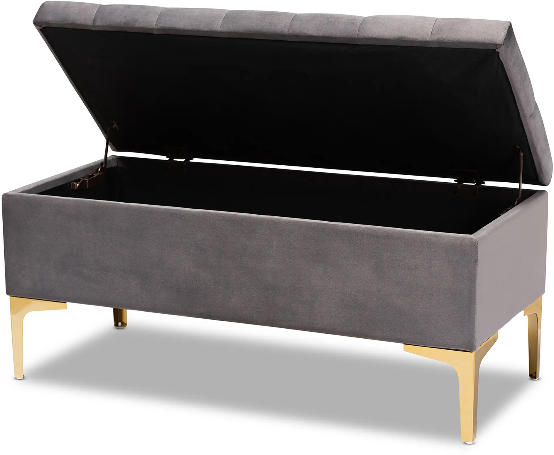 162-10462-RCW Glam Gray Velvet Upholstered Storage Ottoman - Gorden-5