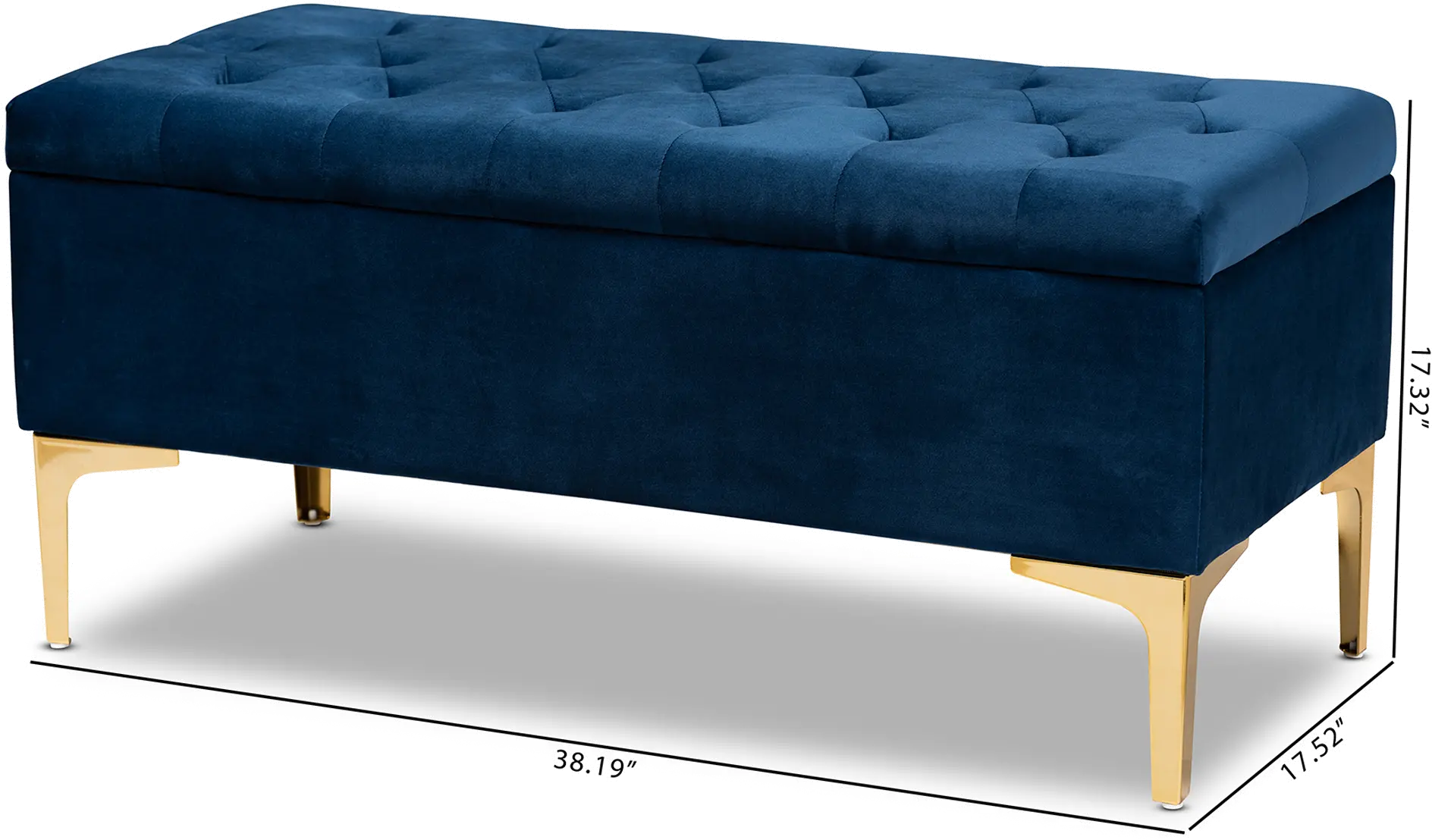 162-10463-RCW Glam Navy Blue Velvet Upholstered Storage Ottoman - Gorden-1