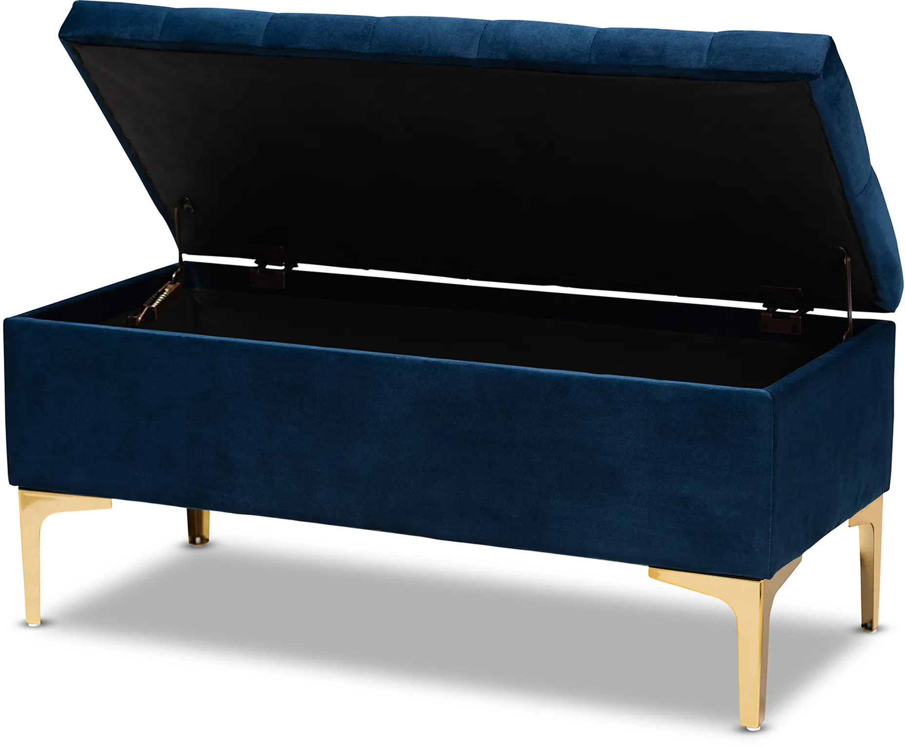 162-10463-RCW Glam Navy Blue Velvet Upholstered Storage Ottoman - Gorden-3