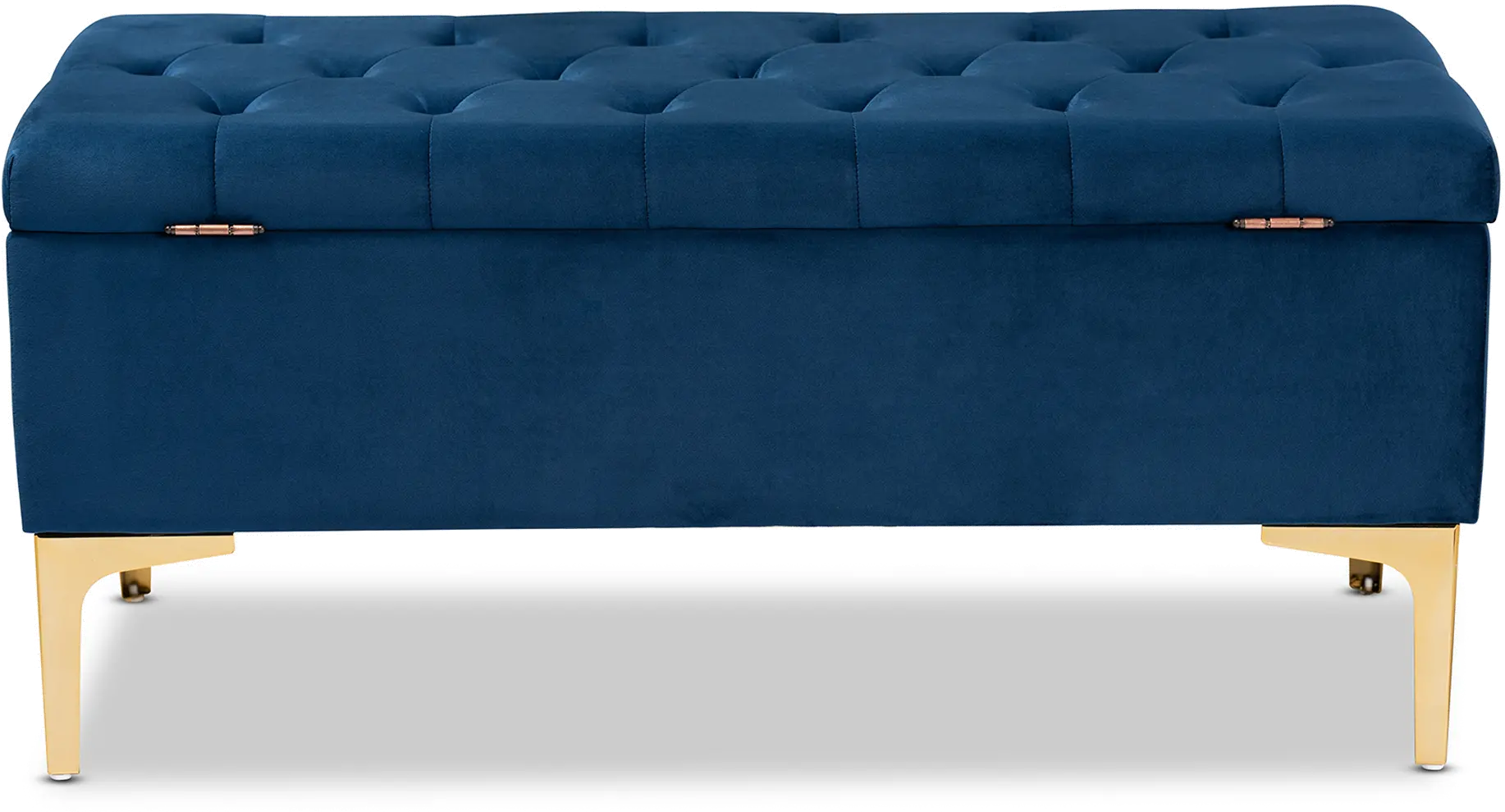 162-10463-RCW Glam Navy Blue Velvet Upholstered Storage Ottoman - Gorden-6
