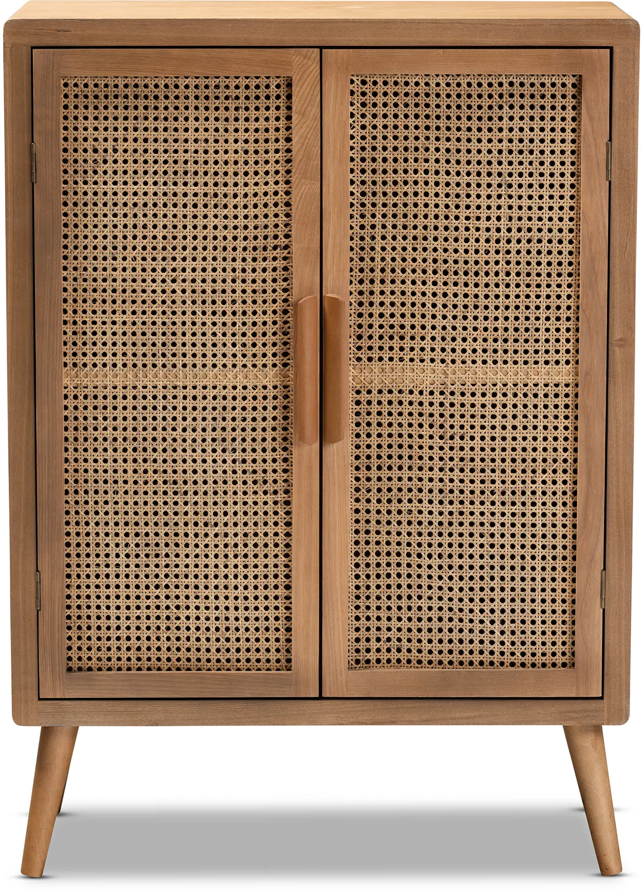 162-10554-RCW Mid Century Modern Rattan 2 Door Accent Cabinet - Trudi-1