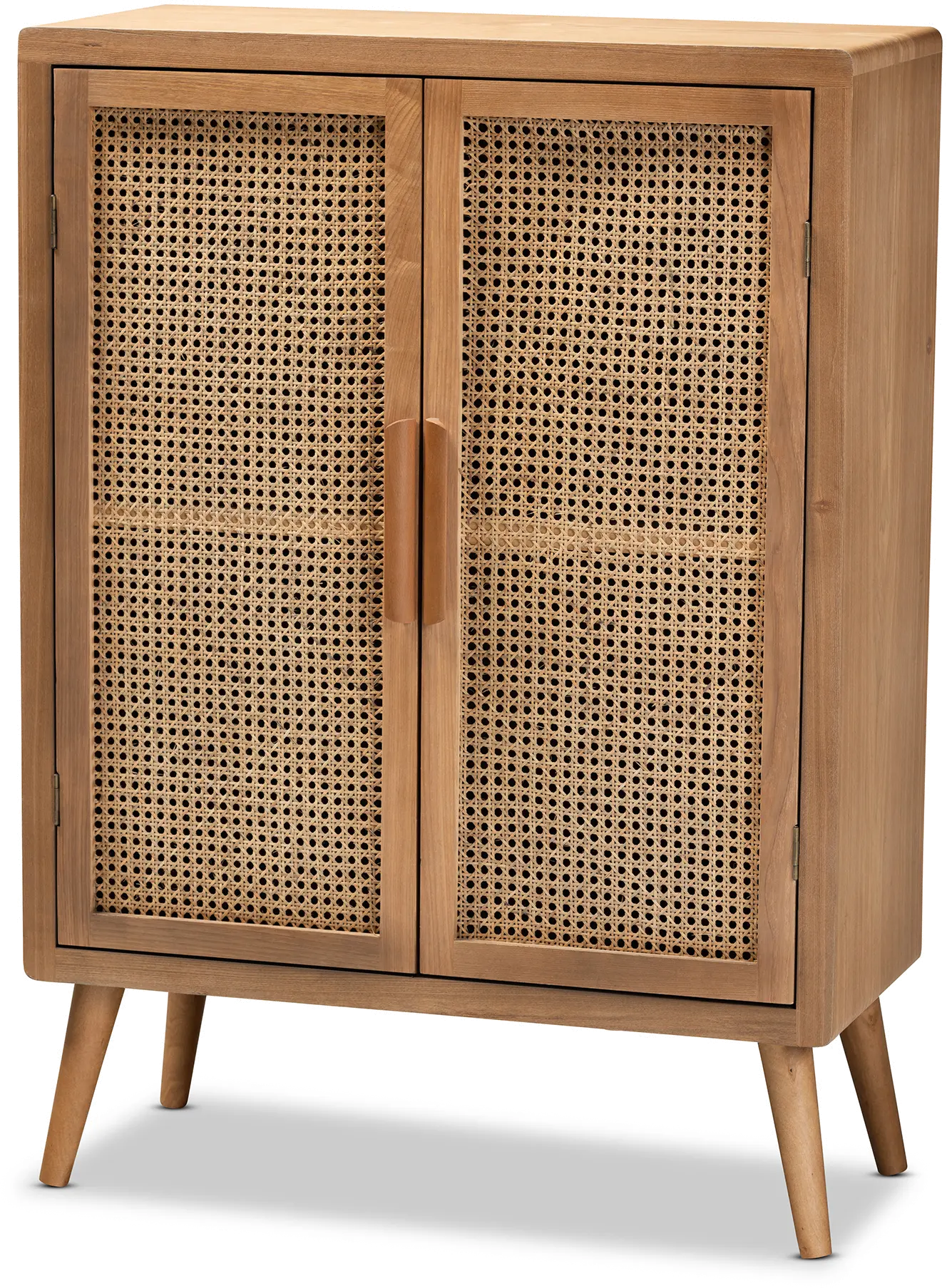 162-10554-RCW Mid Century Modern Rattan 2 Door Accent Cabinet - Trudi-4