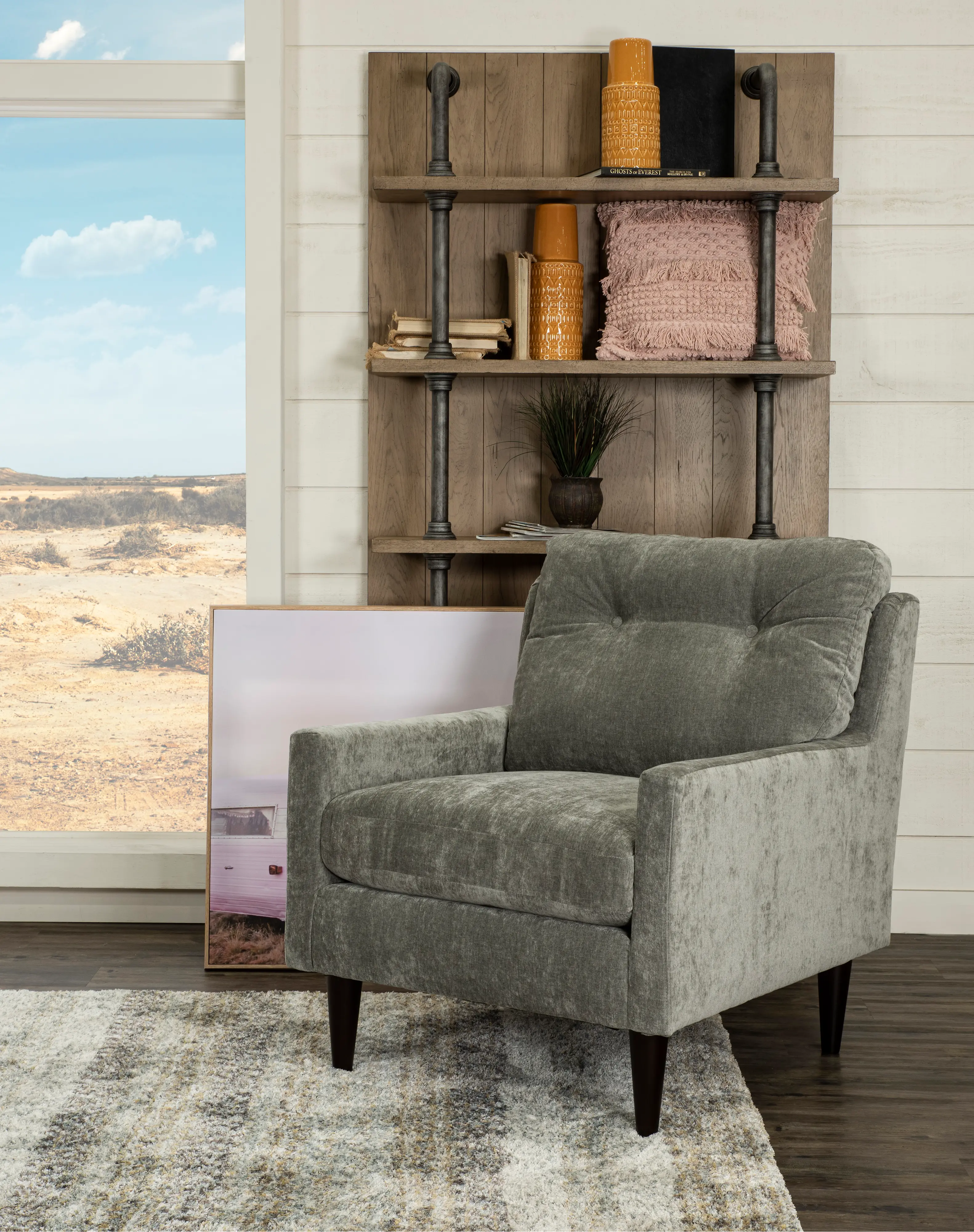 Trevin Cement Gray Upholstered Accent Chair-2
