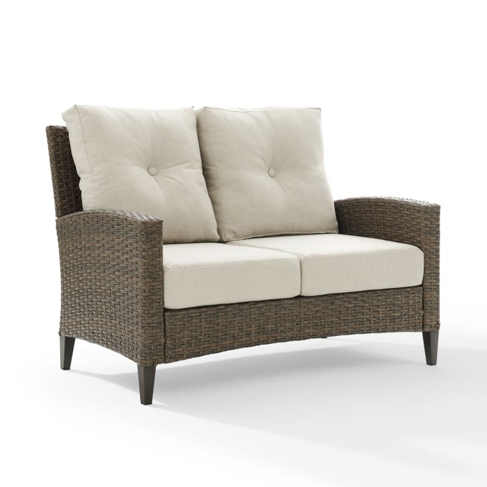Rockport Beige and Wicker Patio Loveseat