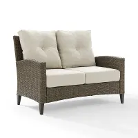 CO7161-LB Rockport Beige and Wicker Patio Loveseat