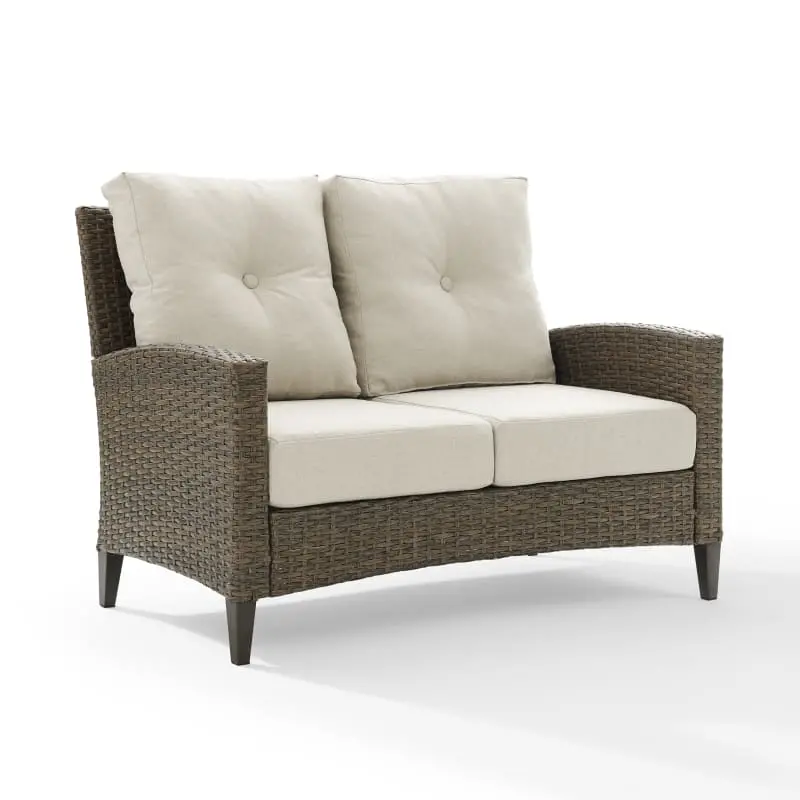 Rockport Beige and Wicker Patio Loveseat