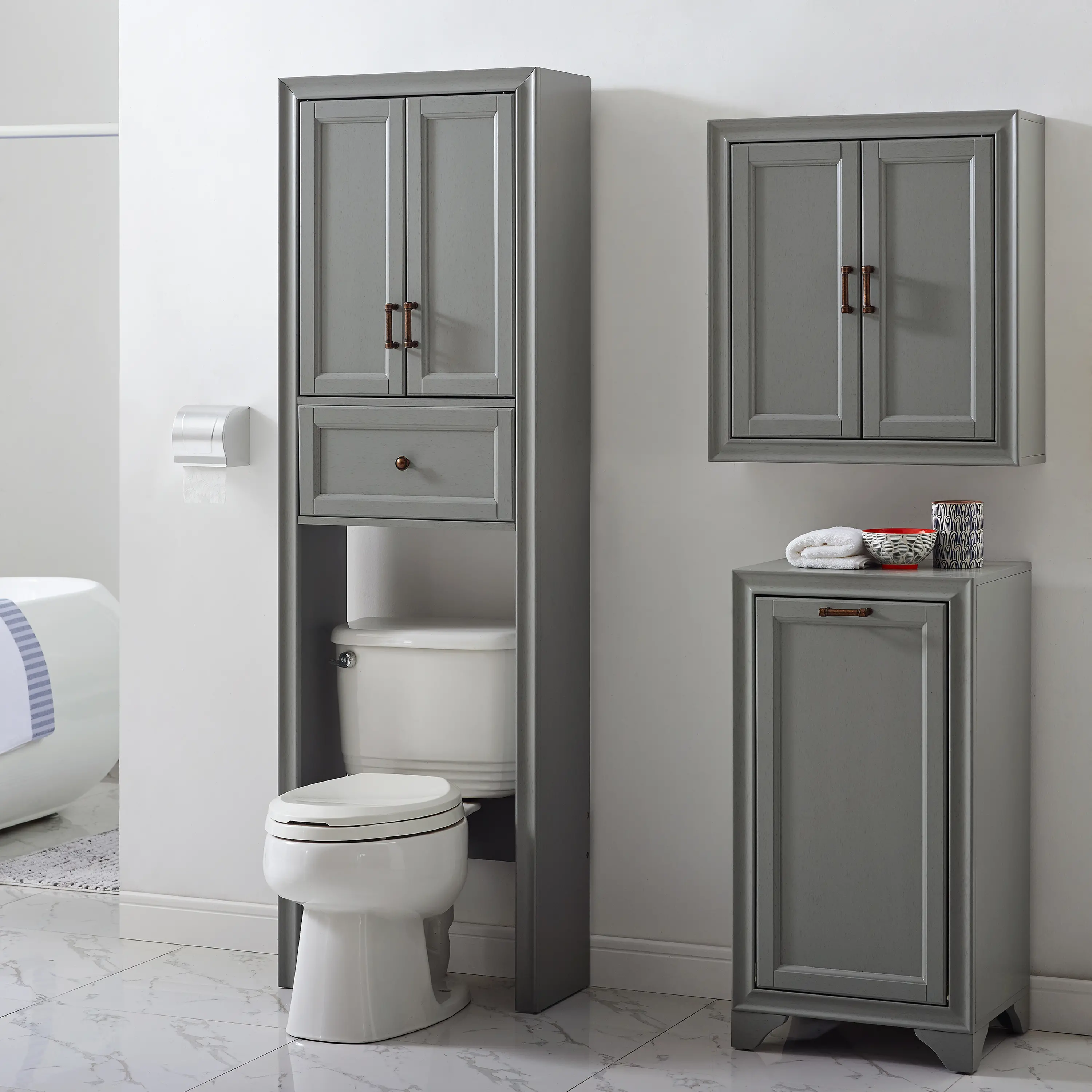 CF7008-GY Tara Cottage Gray Space Saver Cabinet-2