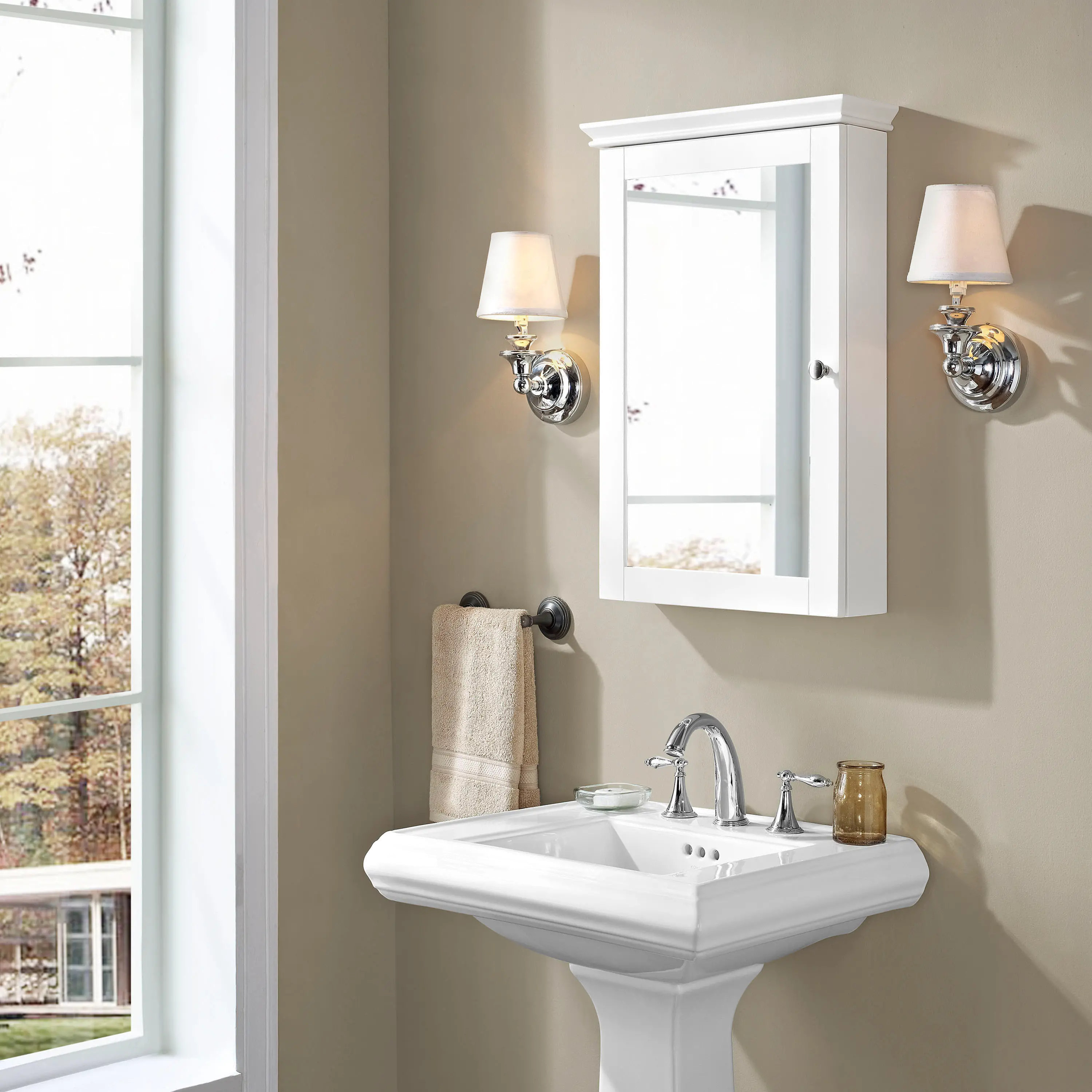 CF7005-WH Lydia Transitional White Mirrored Storage Wall Cabinet-1