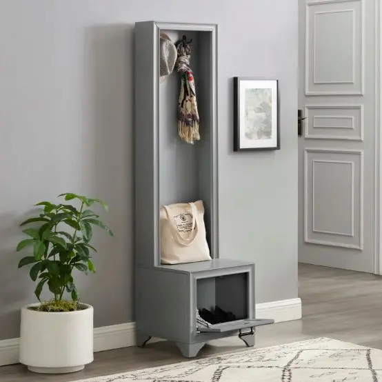 CF6029-GY Tara Transitional Distressed Gray Hall Tree-1