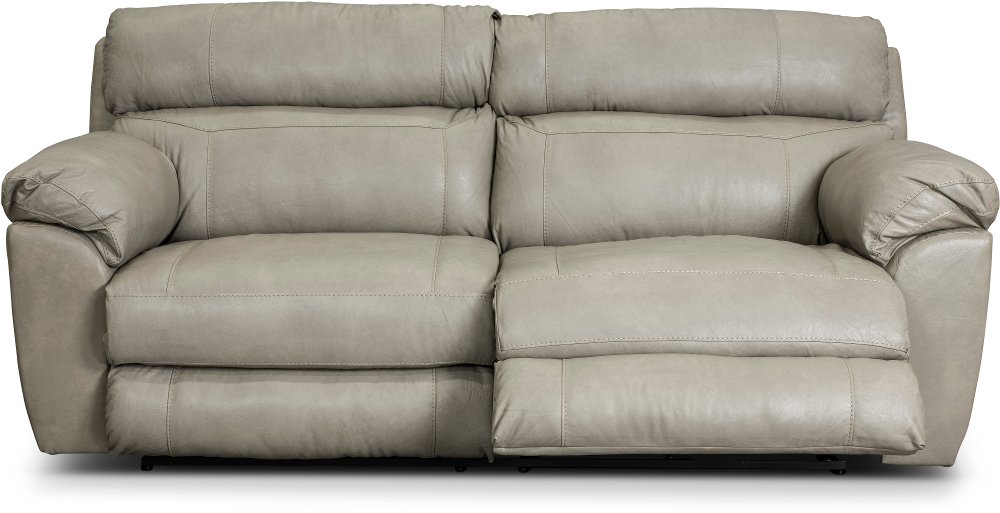 Costa Putty Beige Leather Lay-Flat Power Reclining Sofa