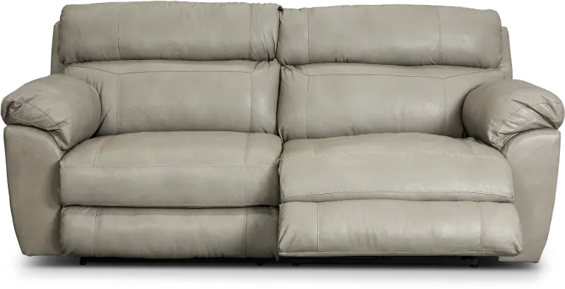 Costa Putty Beige Leather Lay-Flat Power Reclining Sofa