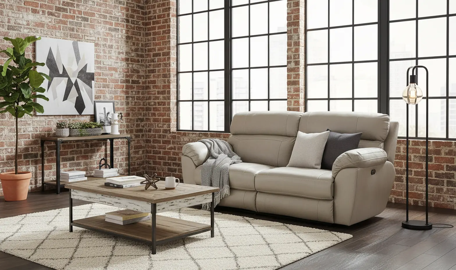 64071 Costa Putty Beige Leather Lay-Flat Power Reclining Sofa-2