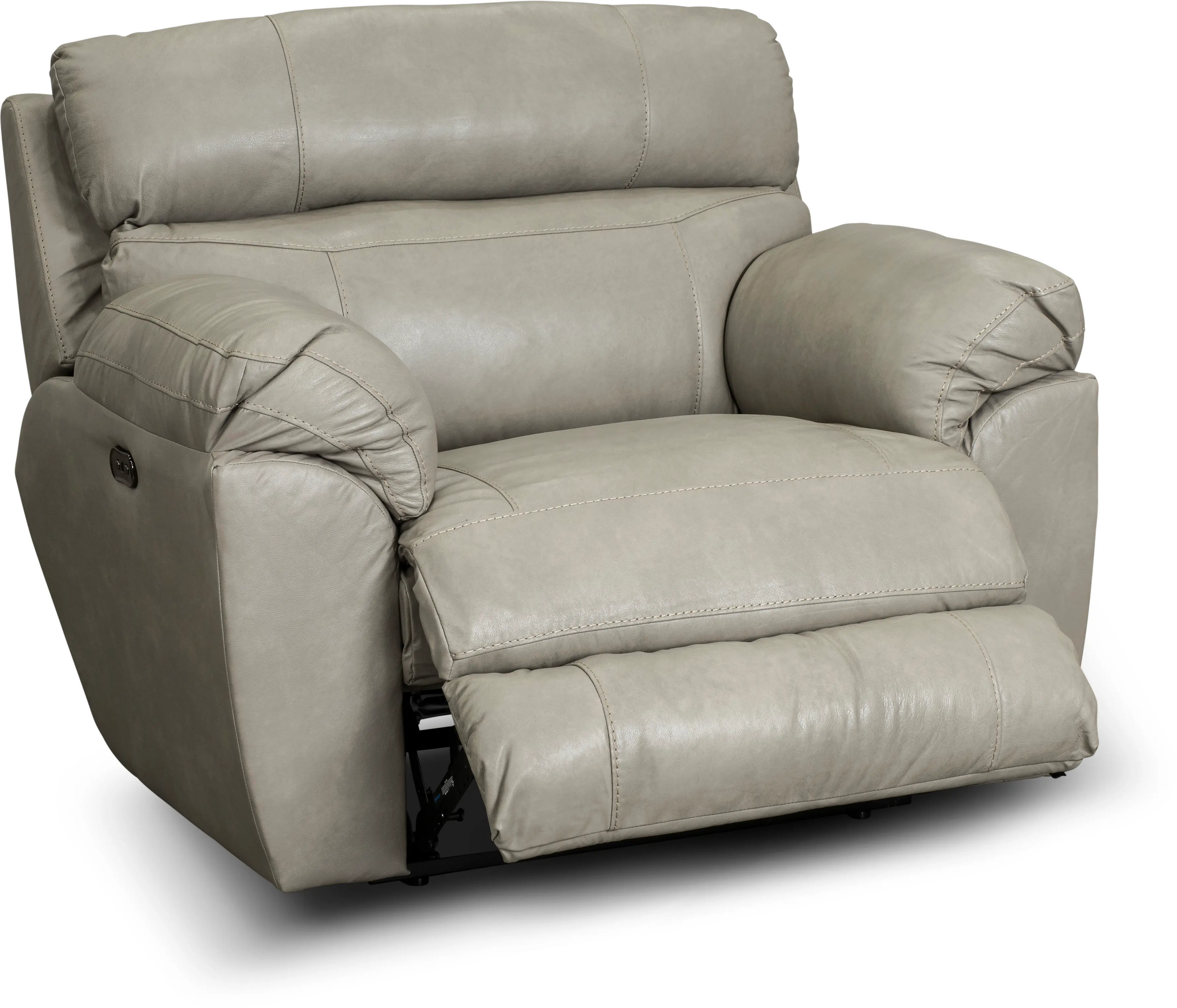 64070-7 Costa Putty Beige Leather Lay-Flat Power Recliner-1