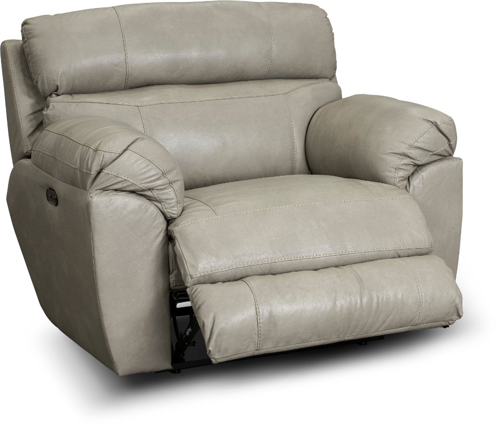 Costa Putty Beige Leather Lay-Flat Power Recliner
