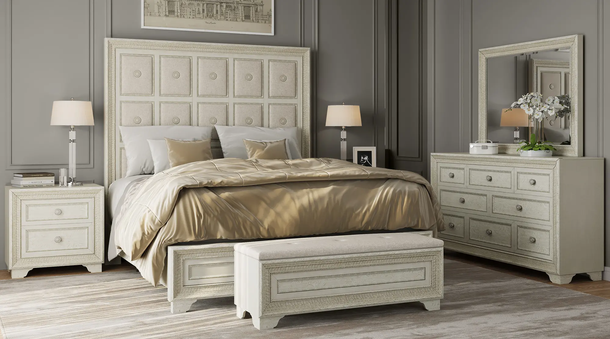 Camila Pearl White 4 Piece Queen Bedroom Set-1